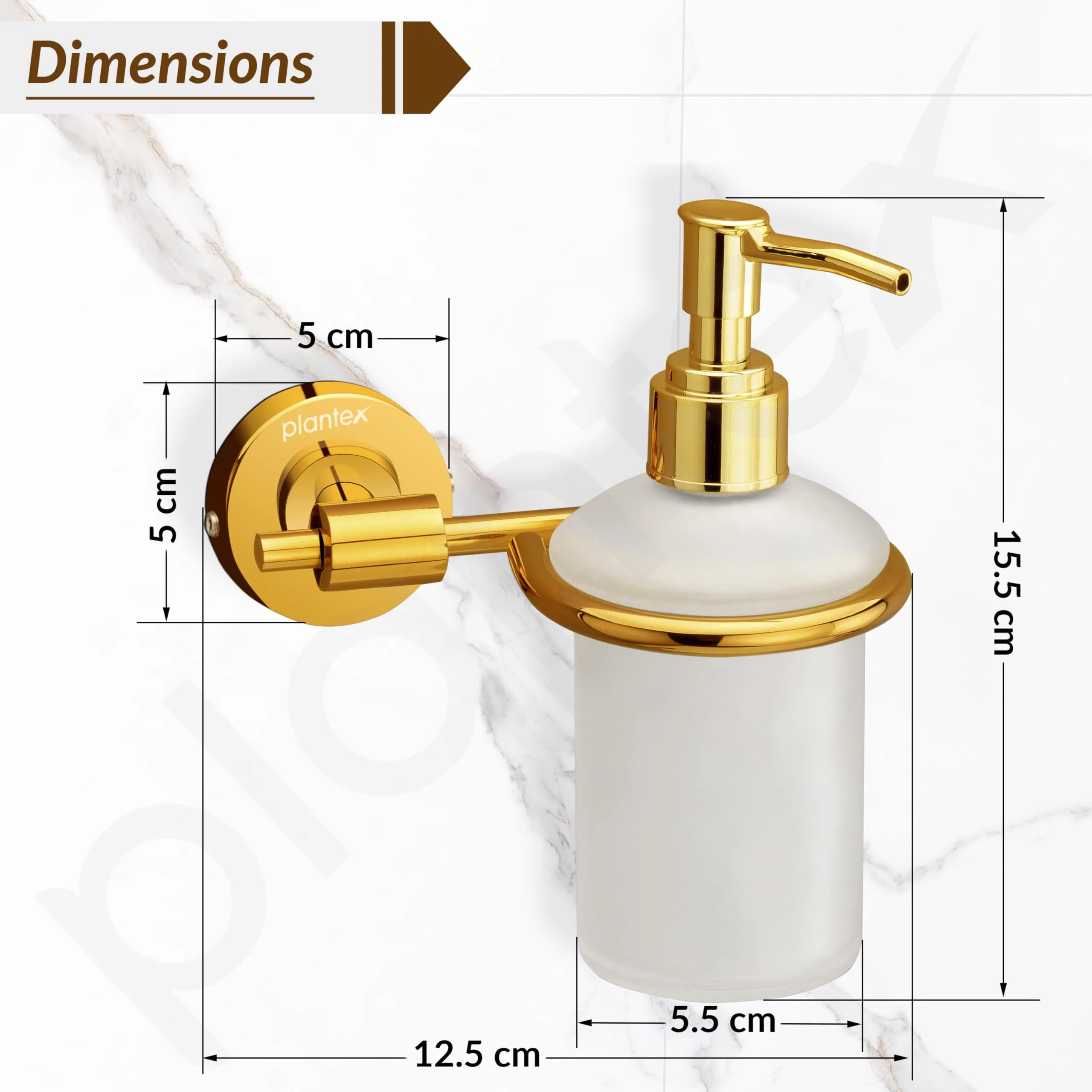 Plantex 304 Grade Stainless Steel Liquid Soap Dispenser/Shampoo Dispenser/Hand Wash Dispenser/Bathroom Accessories Pack of 1, Daizy (Golden) - Image 4