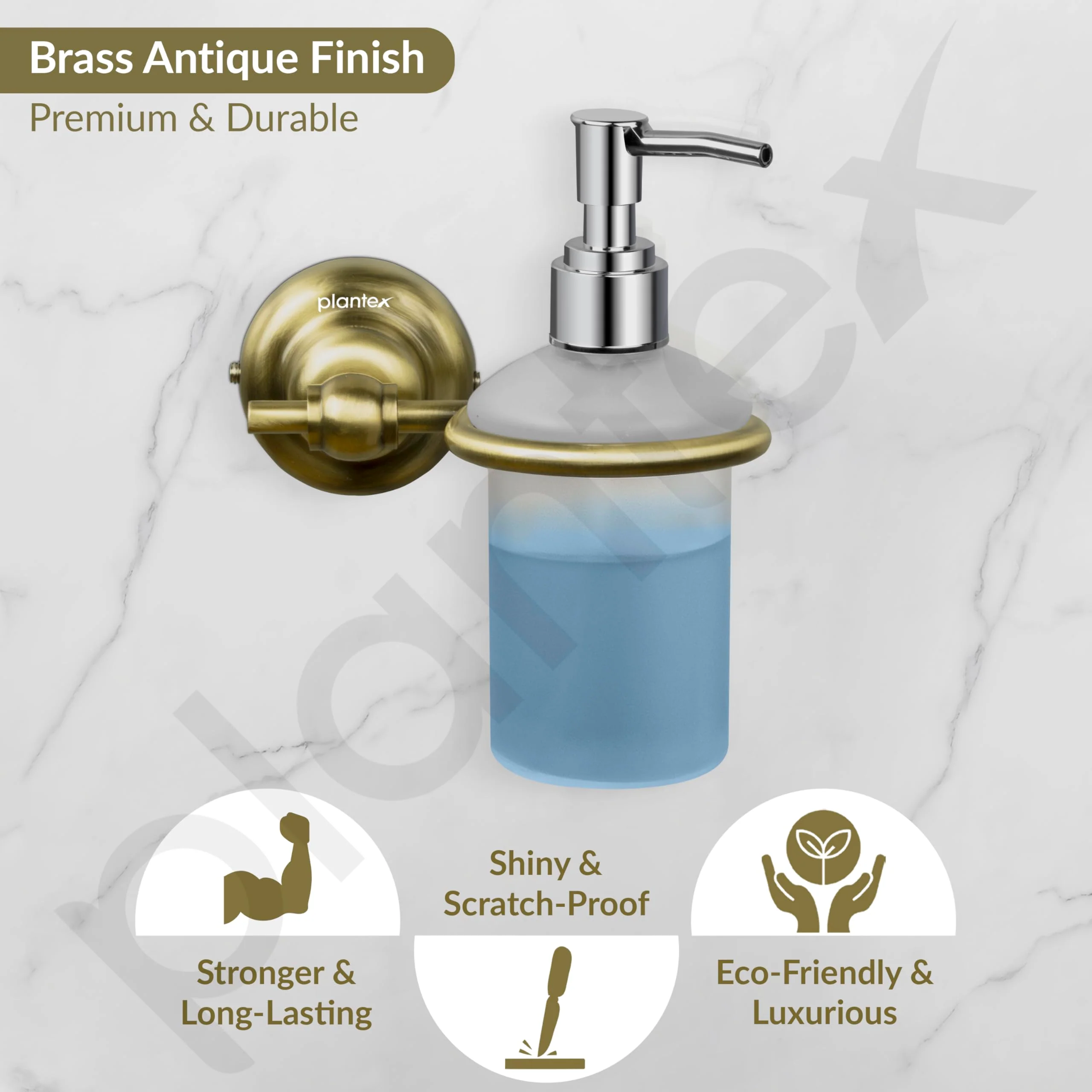 Plantex 304 Grade Stainless Steel Liquid Soap Dispenser/Shampoo Dispenser/Hand Wash Dispenser/Bathroom Accessories - Skyllo (Antique) - Image 3
