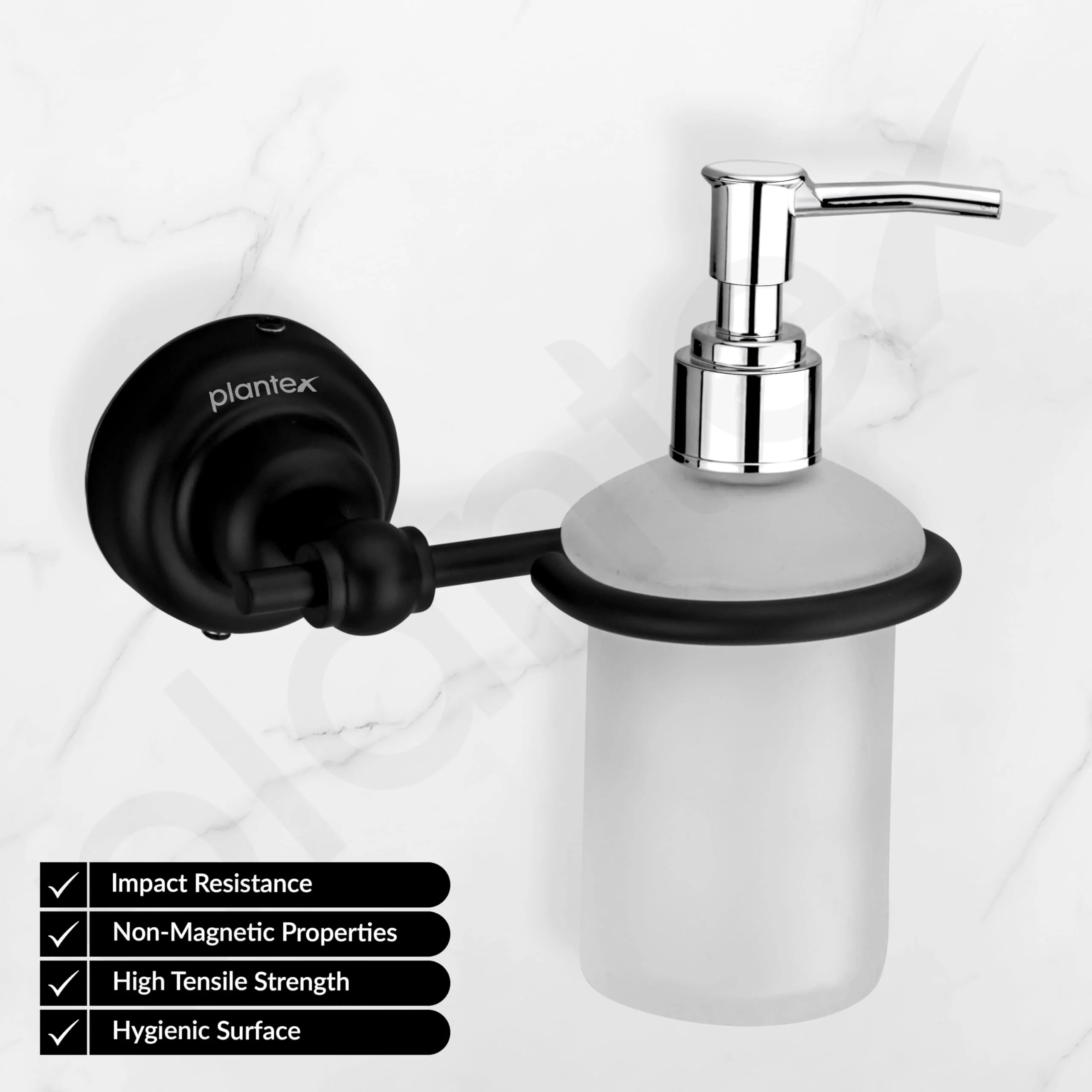Plantex 304 Grade Stainless Steel Liquid Soap Dispenser/Shampoo Dispenser/Hand Wash Dispenser/Bathroom Accessories - Skyllo (Black) - Image 2