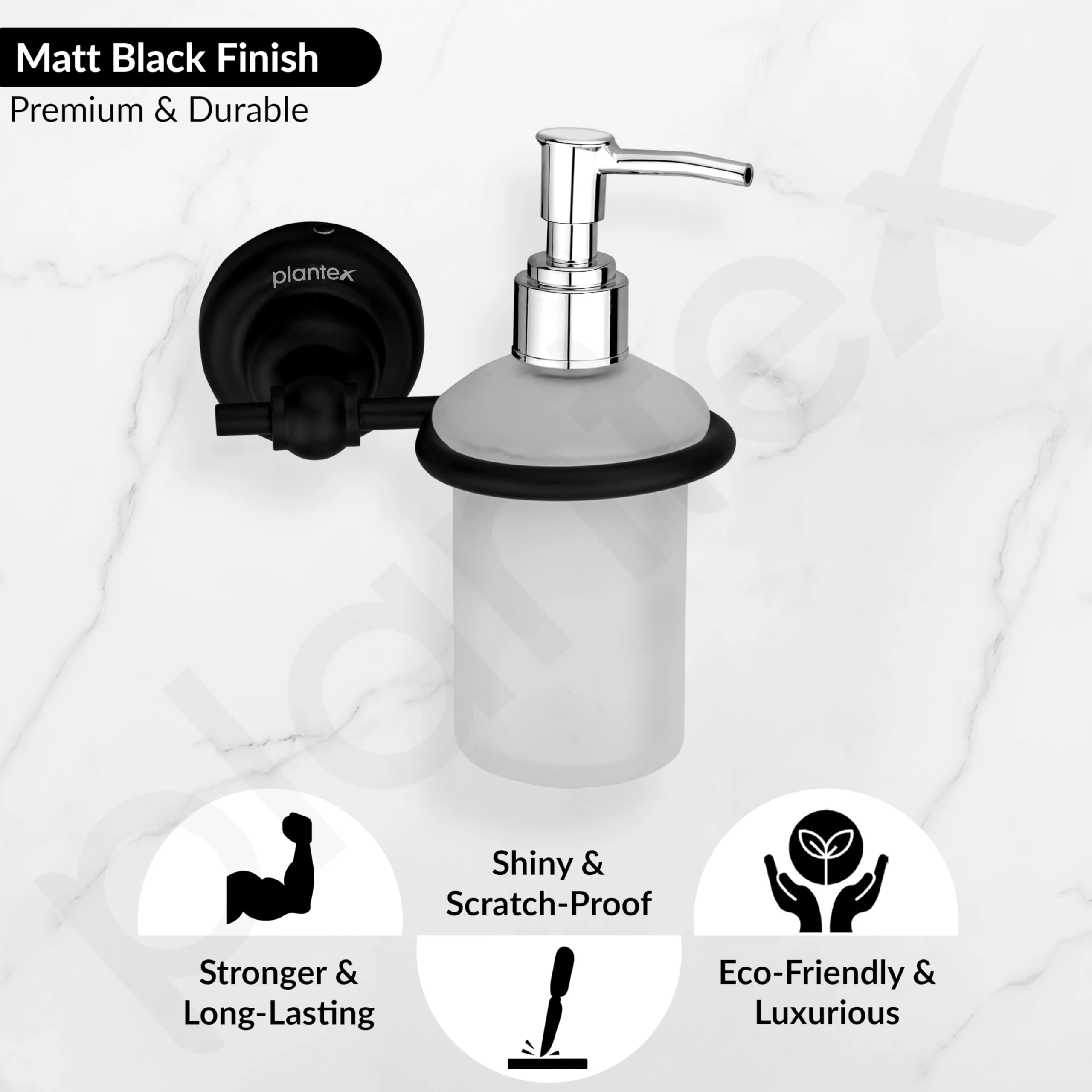 Plantex 304 Grade Stainless Steel Liquid Soap Dispenser/Shampoo Dispenser/Hand Wash Dispenser/Bathroom Accessories - Skyllo (Black) - Image 3
