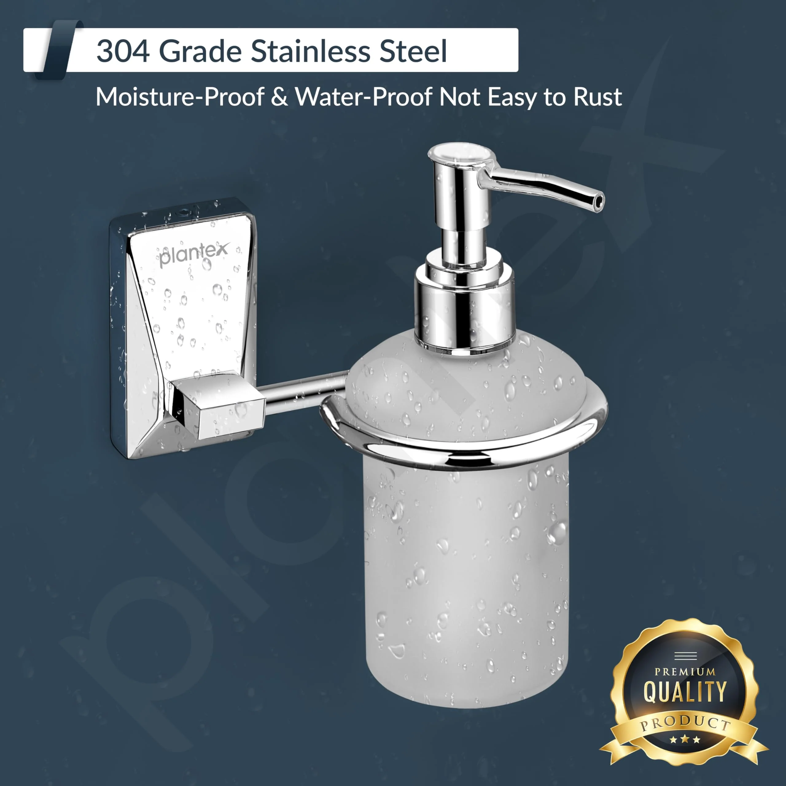 Plantex 304 Grade Stainless Steel Liquid Soap Dispenser/Shampoo Dispenser/Handwash Dispenser for Bathroom - Crystal (Chrome) - Image 6