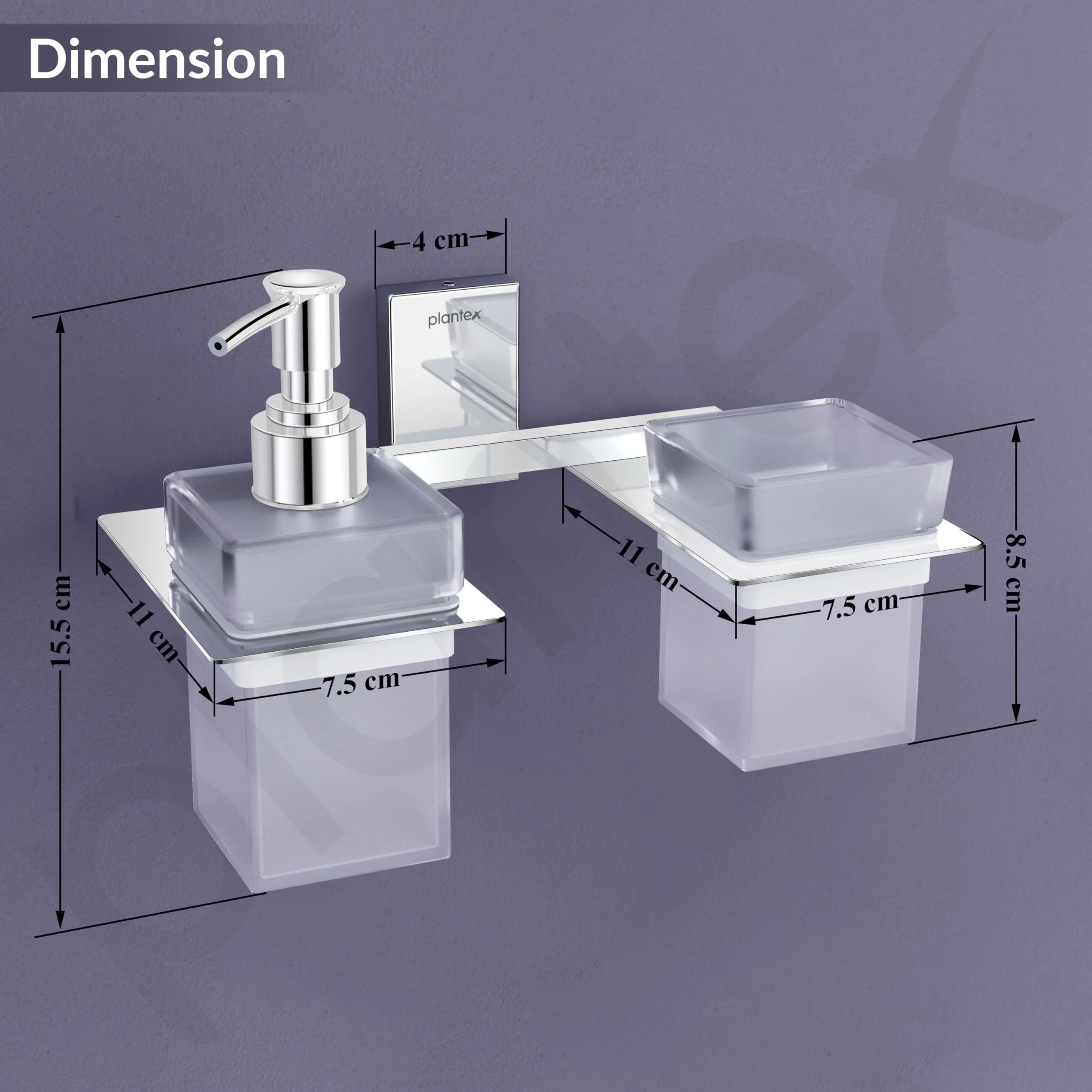 Plantex 304 Grade Stainless Steel Liquid Soap Dispenser/Tumbler Holder/Toothbrush Holder/Bathroom Accessories (Crystal - Chrome) - Image 3