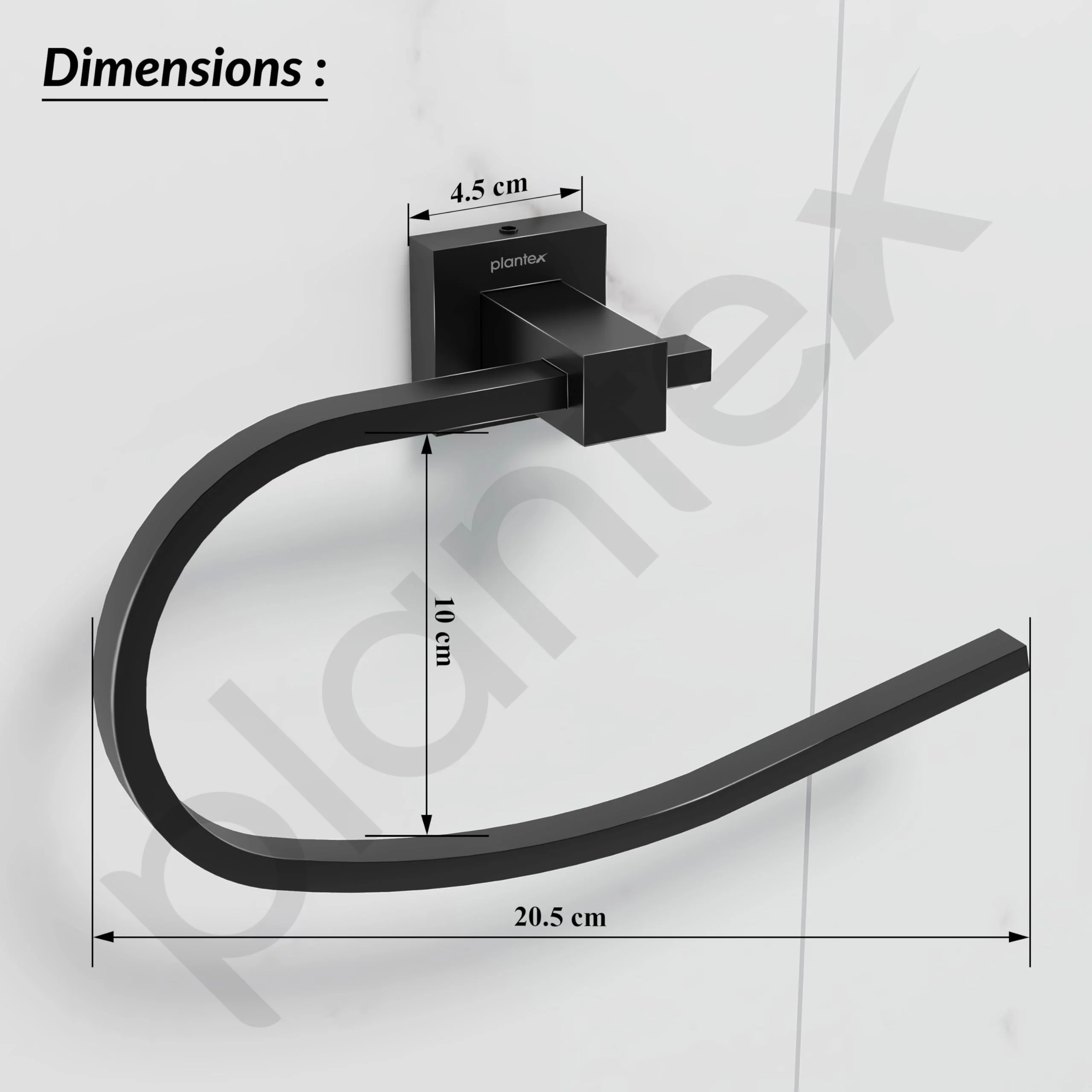 Plantex 304 Grade Stainless Steel Napkin Holder for Wash Basin Hand Towel Holder/Hanger Bathroom Accessories - Splash (Black) - Image 3