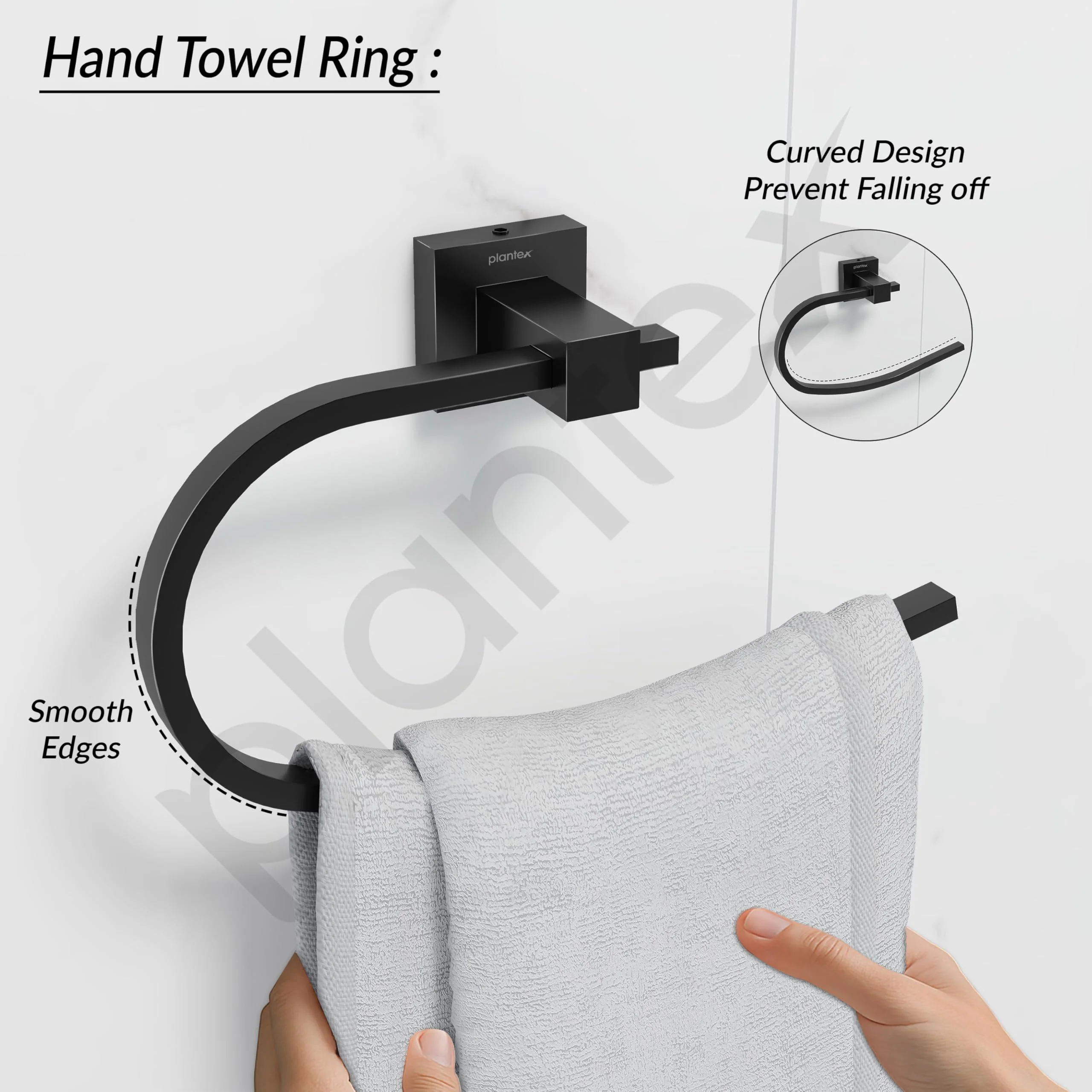 Plantex 304 Grade Stainless Steel Napkin Holder for Wash Basin Hand Towel Holder/Hanger Bathroom Accessories - Splash (Black) - Image 7