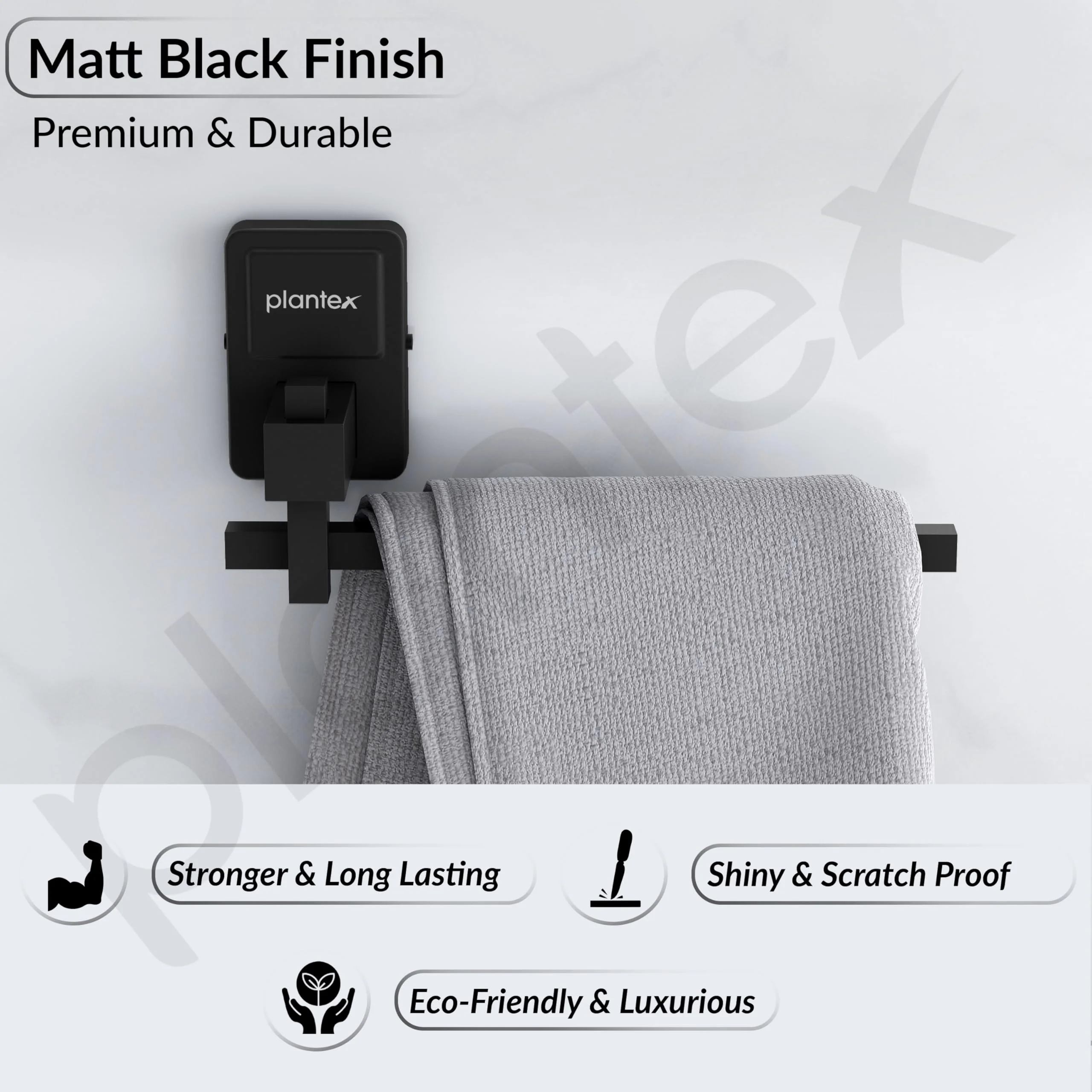Plantex 304 Grade Stainless Steel Napkin Holder/Towel Holder/Towel Hanger for Kitchen/Towel Ring/Bathroom Accessories - Darcy (Black) - Image 4