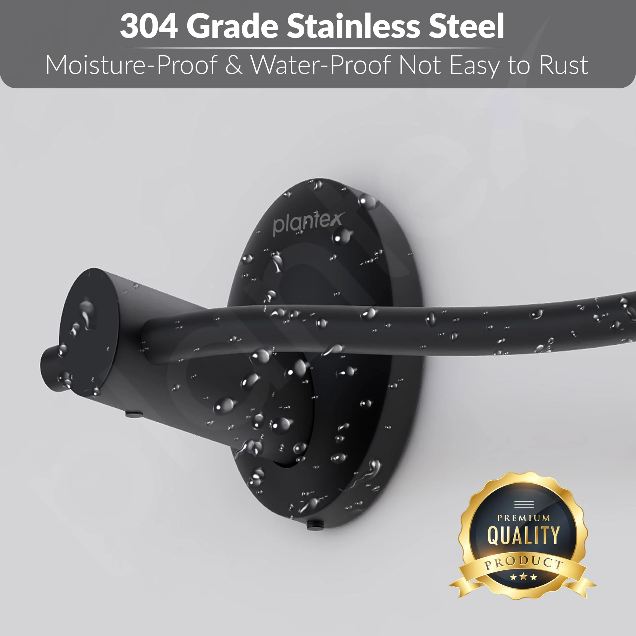 Plantex 304 Grade Stainless Steel Napkin Ring/Towel Ring/Napkin Holder/Towel Hanger/Bathroom Accessories-Powder Coated(Black) - Image 3