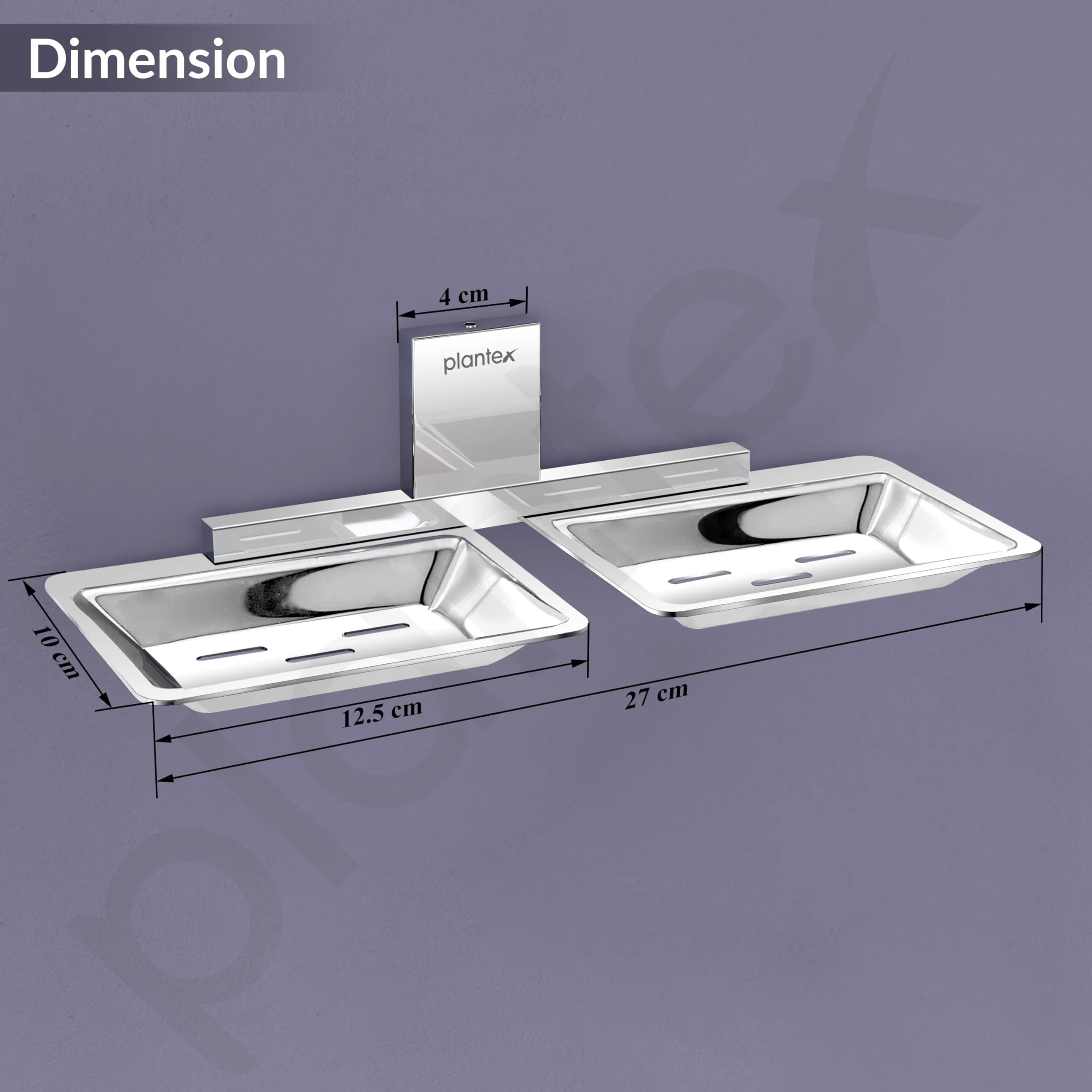 Plantex 304 Grade Stainless Steel Rectangular Double Soap Holder for Bathroom/Soap Dish/Bathroom Soap Stand/Bathroom Accessories Crystal (Chrome) - Image 3