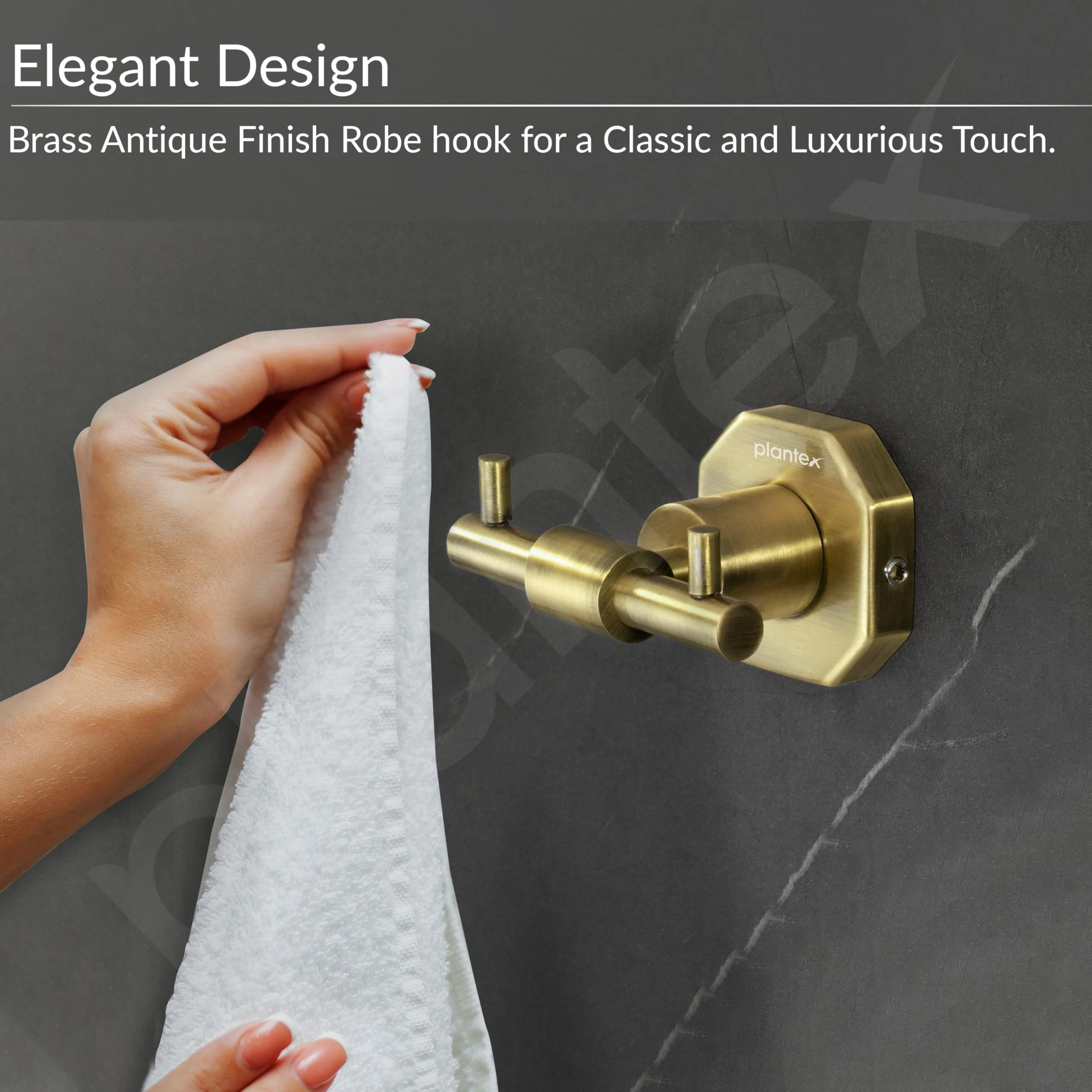 Plantex 304 Grade Stainless Steel Robe Hook/Cloth Holder/Towel Hanger/Bathroom Accessories - Nipron (Brass Antique) - Image 4