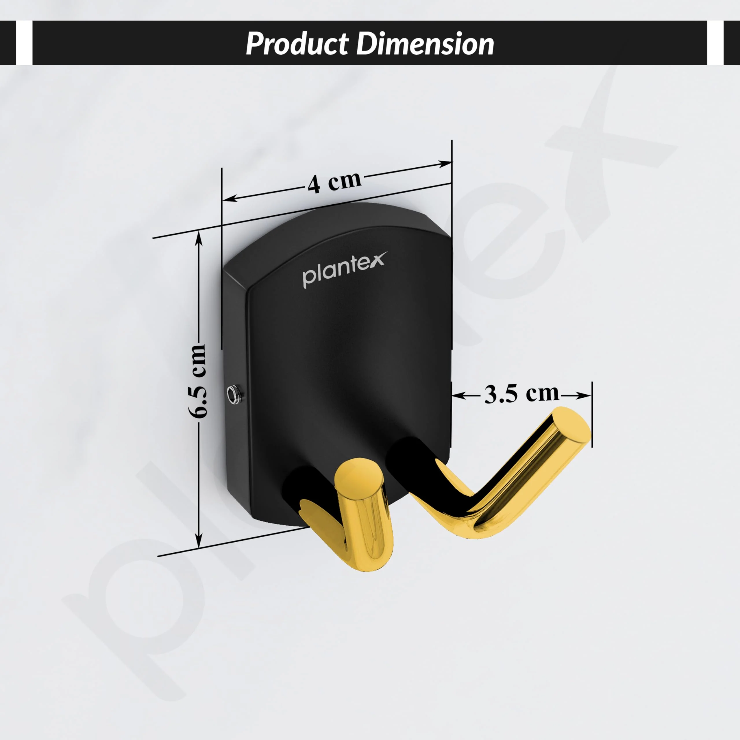Plantex 304 Grade Stainless Steel Robe Hook/Cloth-Towel Hanger/Door Hanger-Hook/Bathroom Accessories - Pack of 1 (Parv-Gold & Black) - Image 3