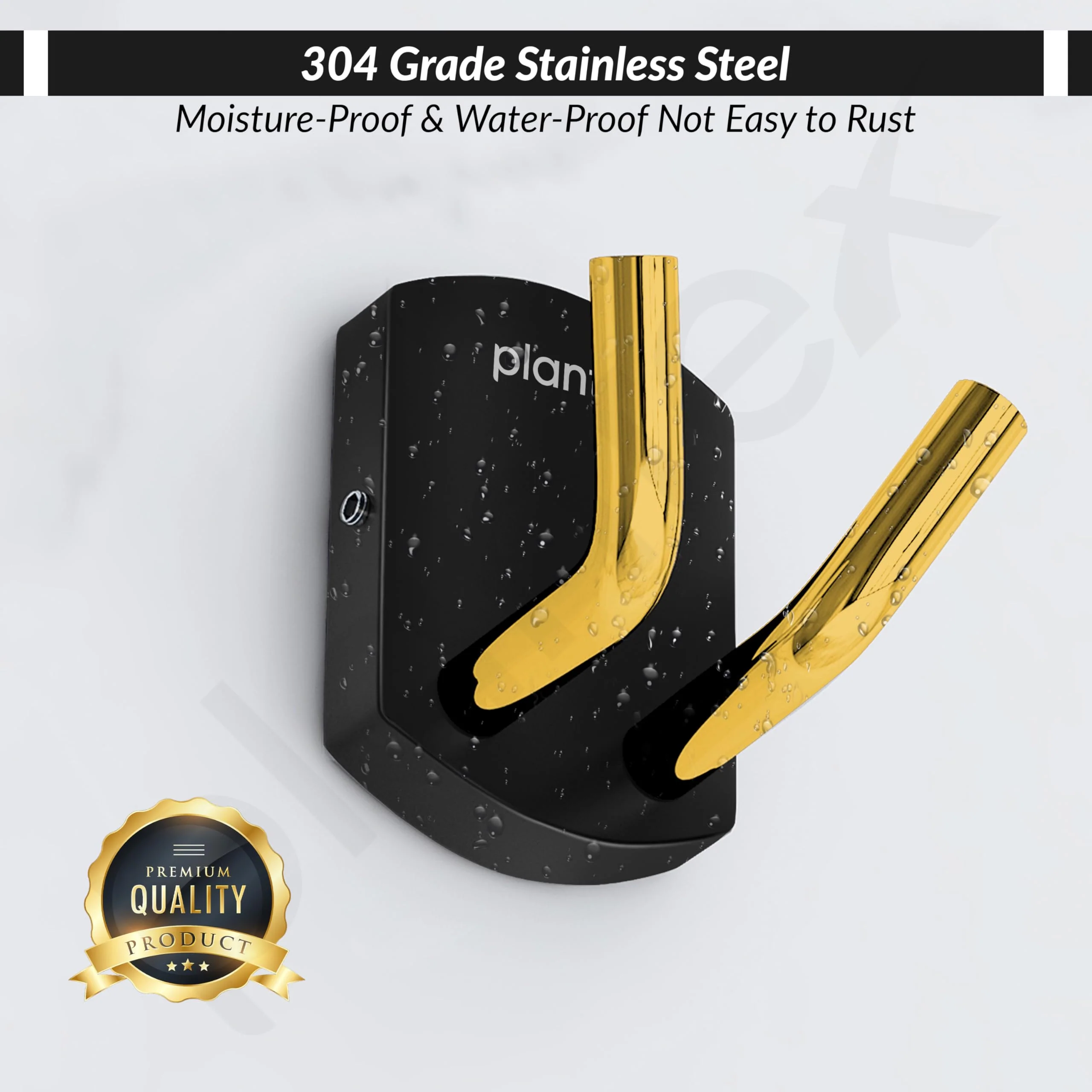 Plantex 304 Grade Stainless Steel Robe Hook/Cloth-Towel Hanger/Door Hanger-Hook/Bathroom Accessories - Pack of 1 (Parv-Gold & Black) - Image 7