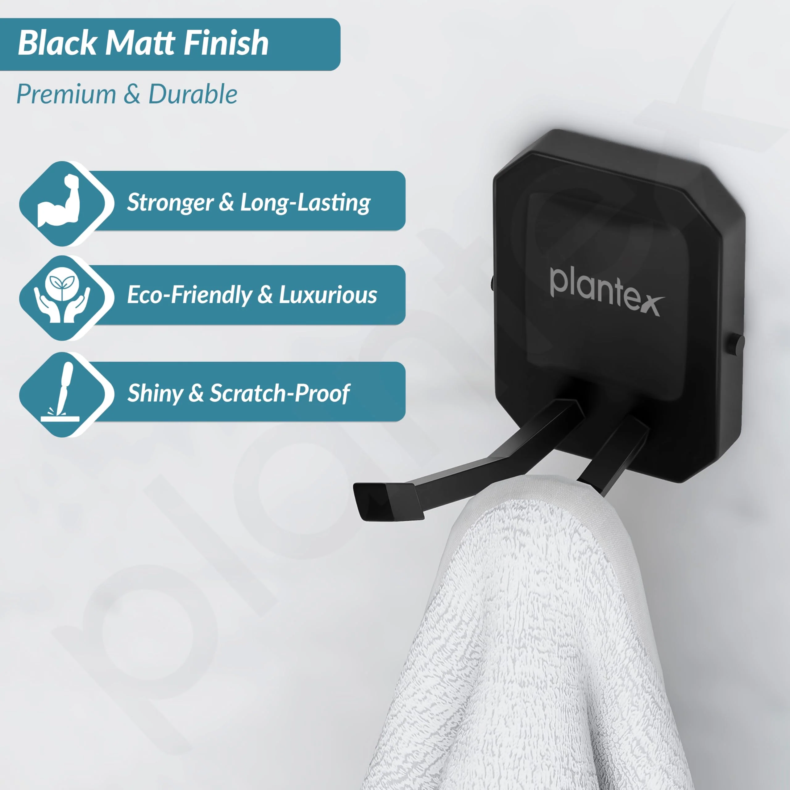 Plantex 304 Grade Stainless Steel Robe Hook for Bathroom/Cloth-Towel Hanger/Hooks for Wall/Bathroom Accessories - Cute (Black) - Image 3