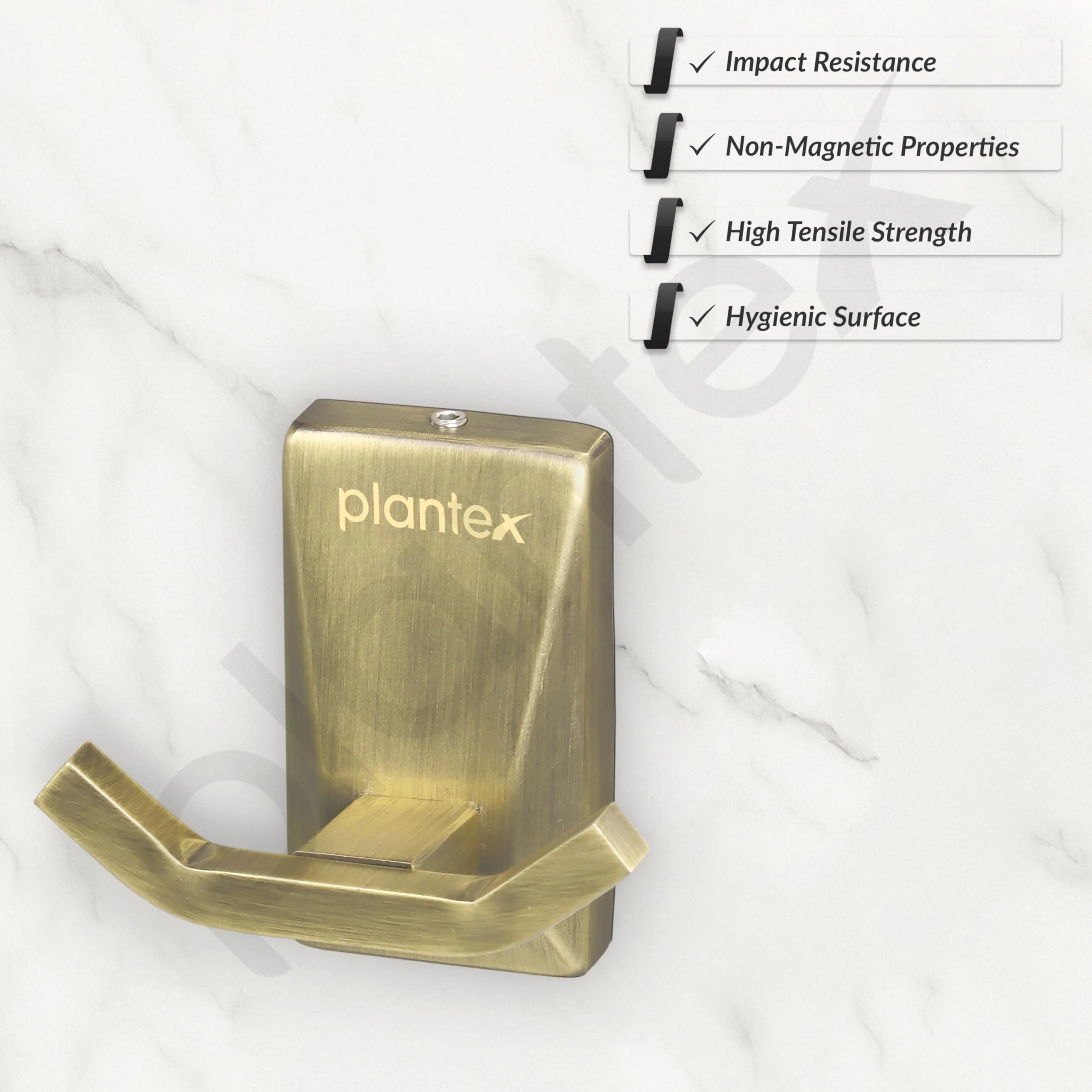 Plantex 304 Grade Stainless Steel Robe Hook/Hanger for Bathroom/Robe Hooks for Bathroom/Hooks/Bathroom Accessories - Crystal (Brass Antique) - Image 2