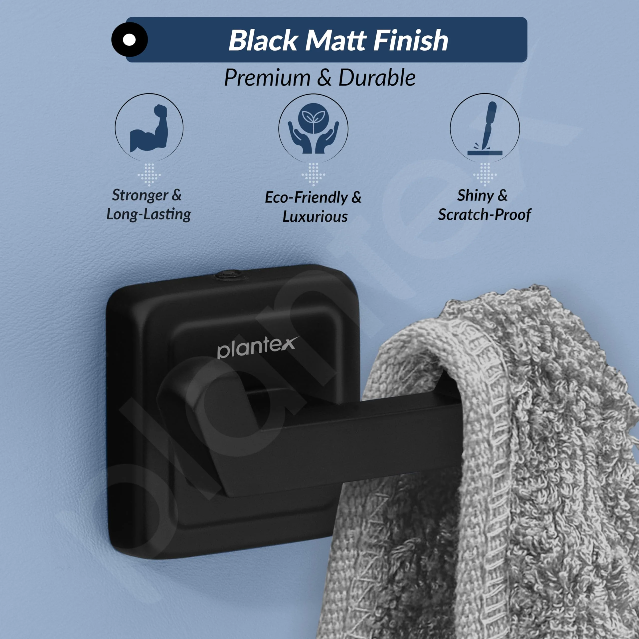 Plantex 304 Grade Stainless Steel Robe Hook/Hanger/Hook for Hanging Towel in Bathroom/Living Room - Decan (Black) - Image 3