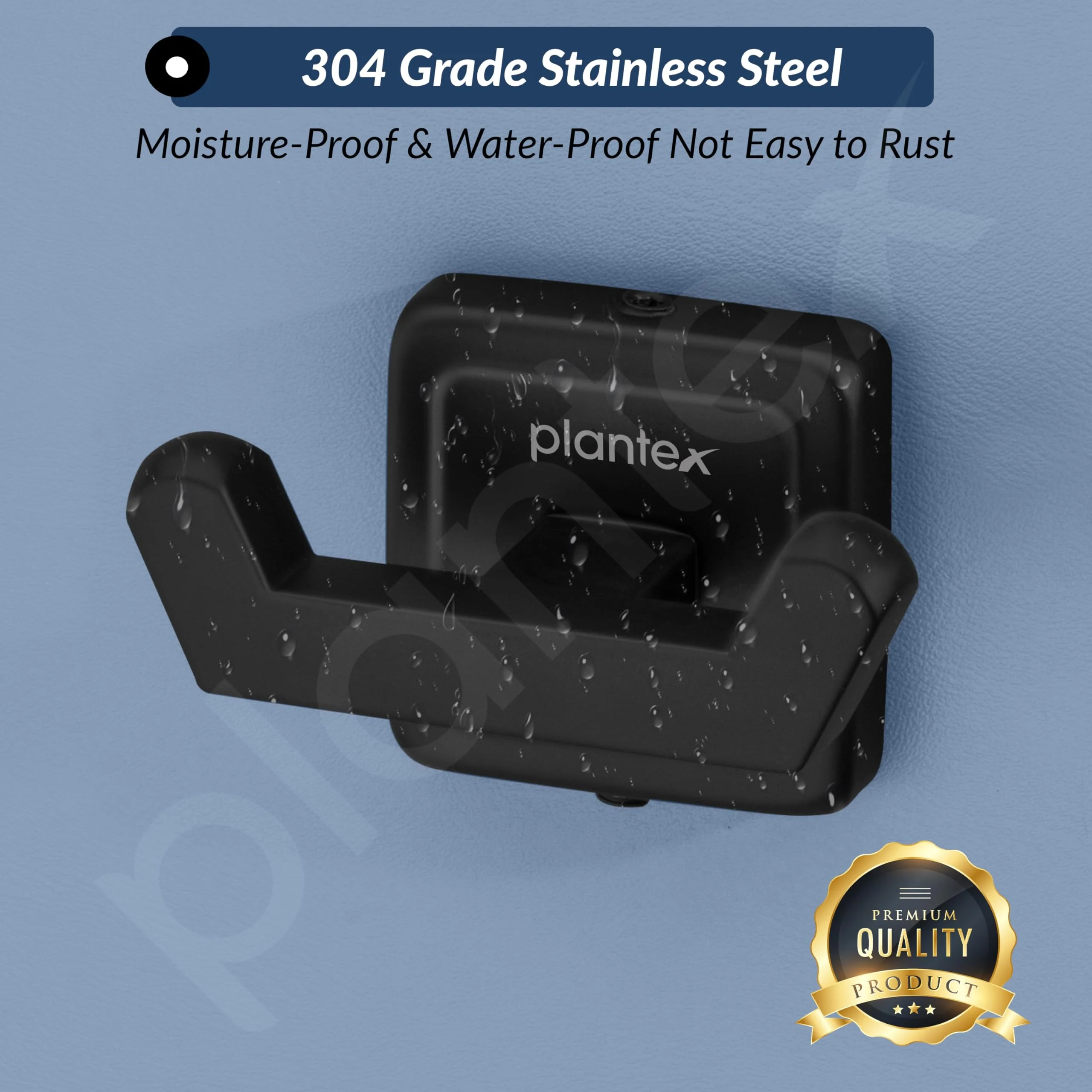 Plantex 304 Grade Stainless Steel Robe Hook/Hanger/Hook for Hanging Towel in Bathroom/Living Room - Decan (Black) - Image 6