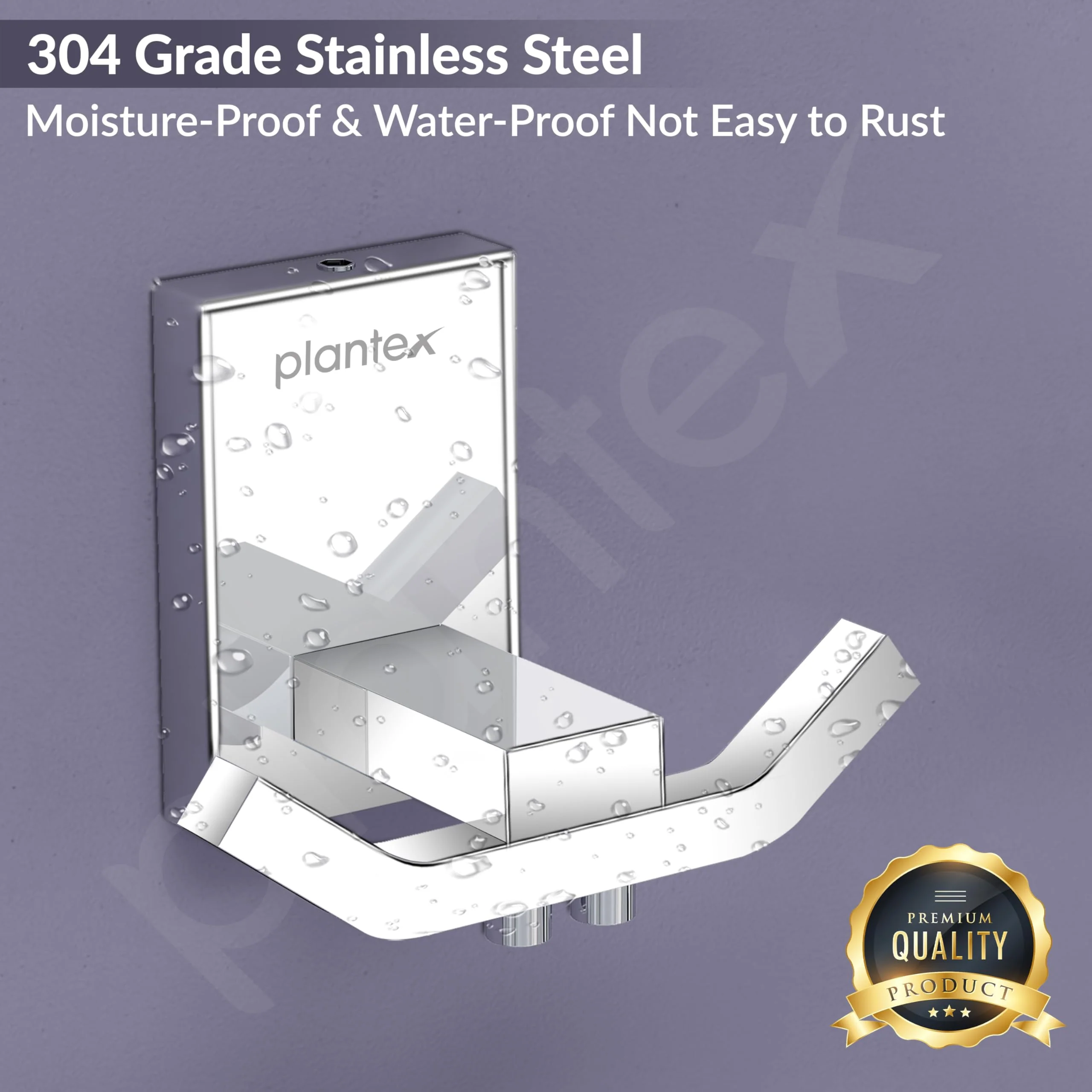 Plantex 304 Grade Stainless Steel Robe Hook/Towel Hanger/Cloth Hanger for Bathroom/Bathroom Accessories - Crystal (1405-Chrome) - Image 4