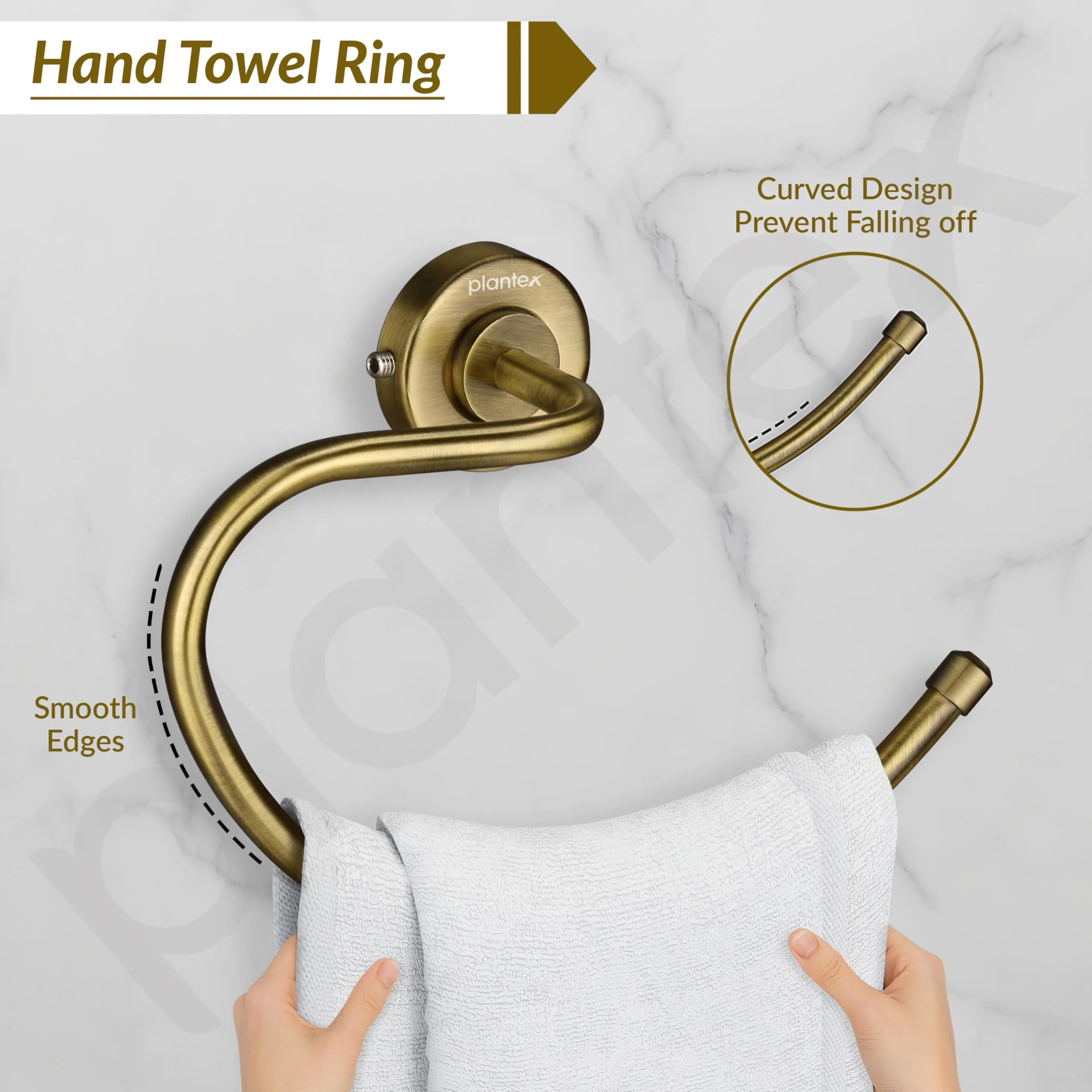 Plantex 304 Grade Stainless Steel Round Towel Holder for Washbasin/Bathroom/Towel Ring/Napkin Ring for Kitchen/Bathroom Accessories - Daizy (Antique) - Image 7