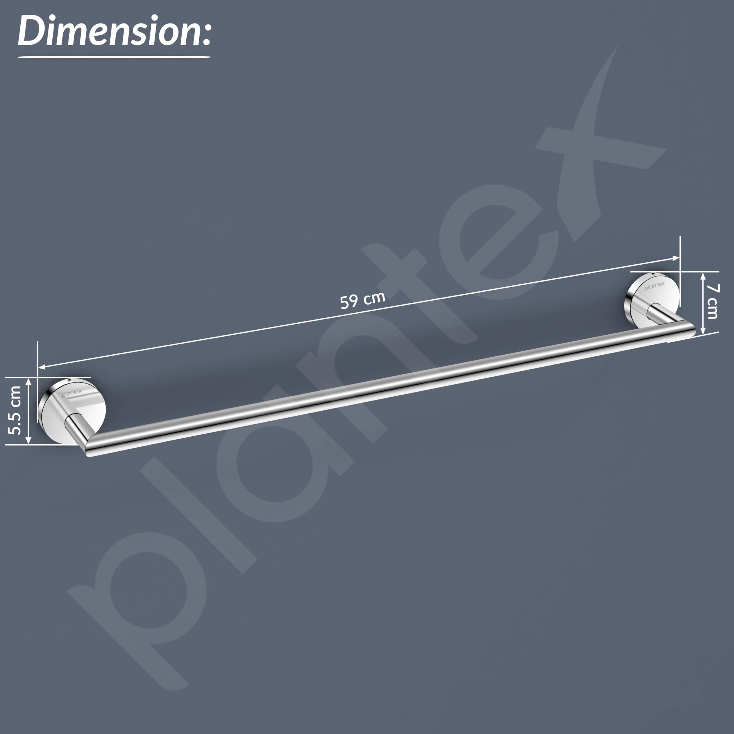 Plantex 304 Grade Stainless Steel Single Towel Rod/Towel Hanger for Bathroom/Towel Bar/Towel Stand/Bathroom Accessories - Oreo (Chrome) - Image 3