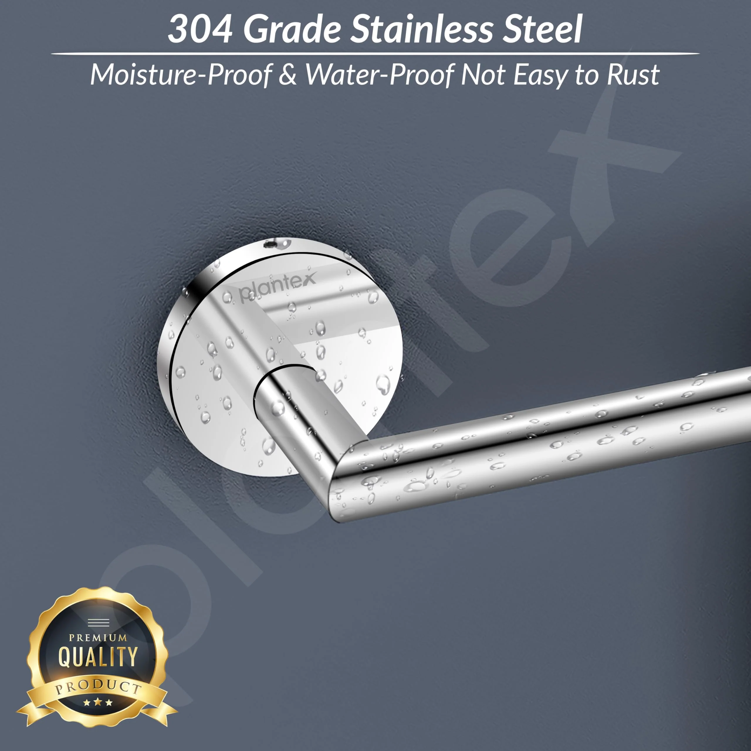Plantex 304 Grade Stainless Steel Single Towel Rod/Towel Hanger for Bathroom/Towel Bar/Towel Stand/Bathroom Accessories - Oreo (Chrome) - Image 4