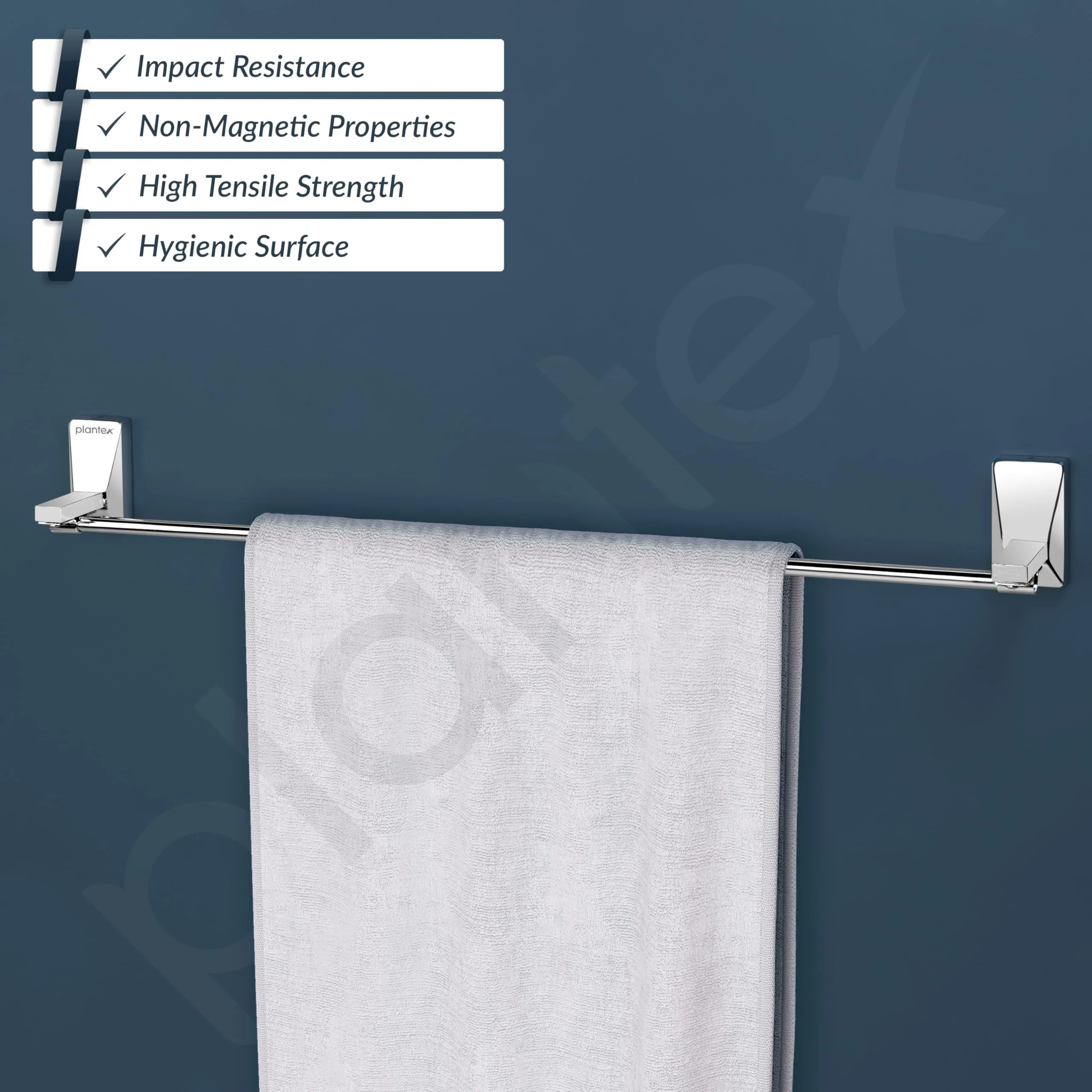 Plantex 304 Grade Stainless Steel Single Towel Rod/Towel Holder for Bathroom/Towel Rack/Bathroom Accessories, Crystal (24-inch) Chrome - Image 3