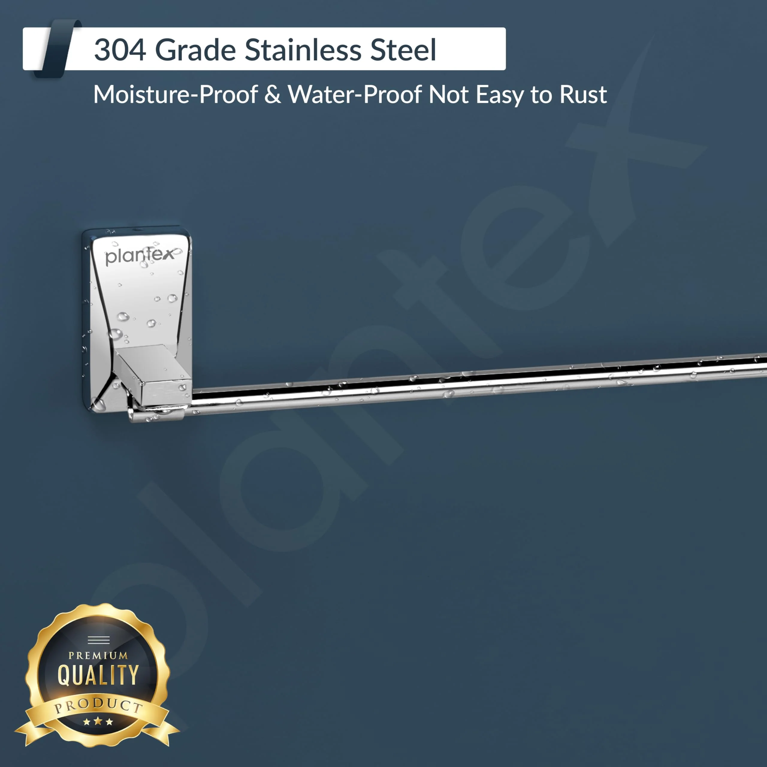 Plantex 304 Grade Stainless Steel Single Towel Rod/Towel Holder for Bathroom/Towel Rack/Bathroom Accessories, Crystal (24-inch) Chrome - Image 4