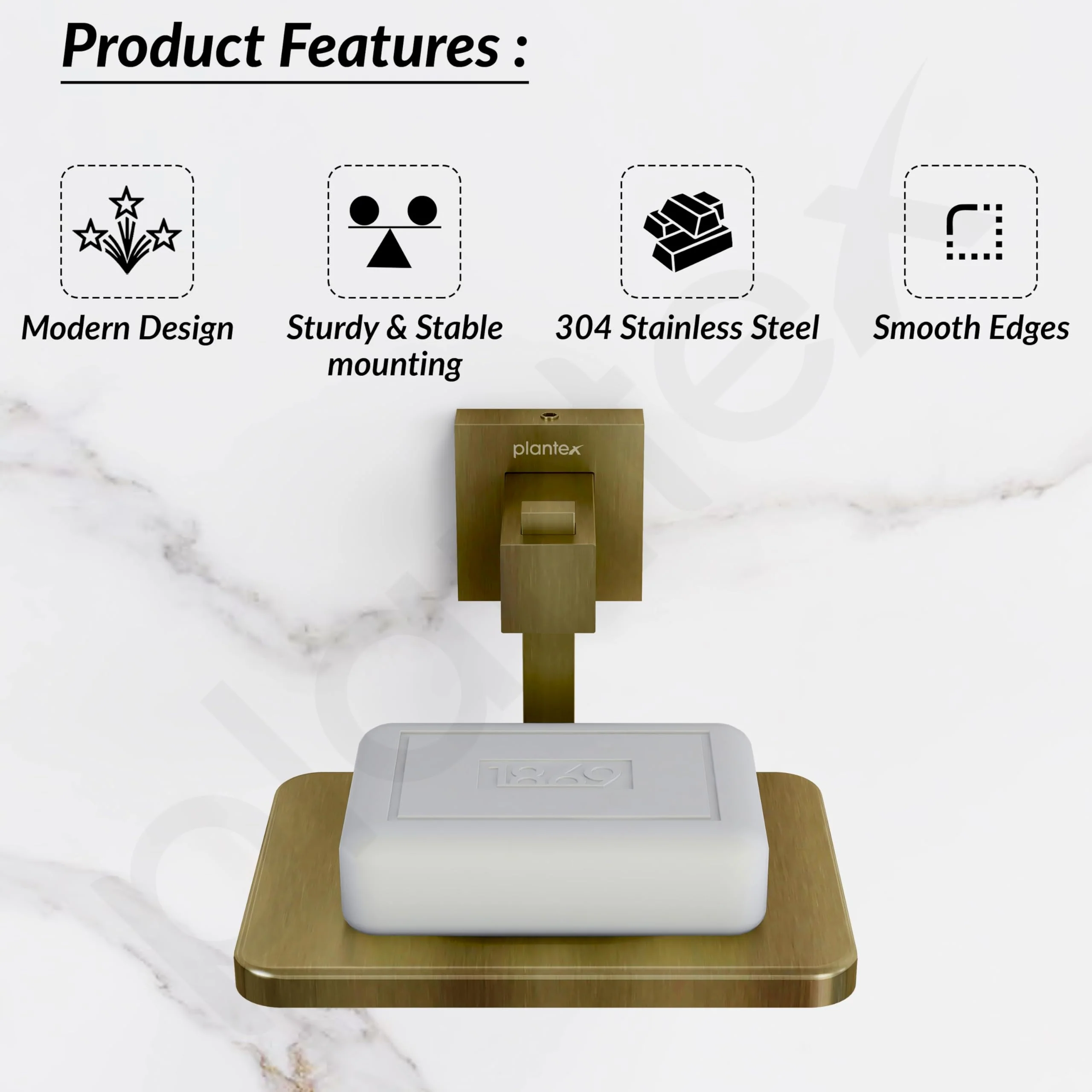 Plantex 304 Grade Stainless Steel Soap Dish/Bathroom Soap Holder/Wall Mounted Soap Holder/Bathroom Accessories - Splash (Antique) - Image 2