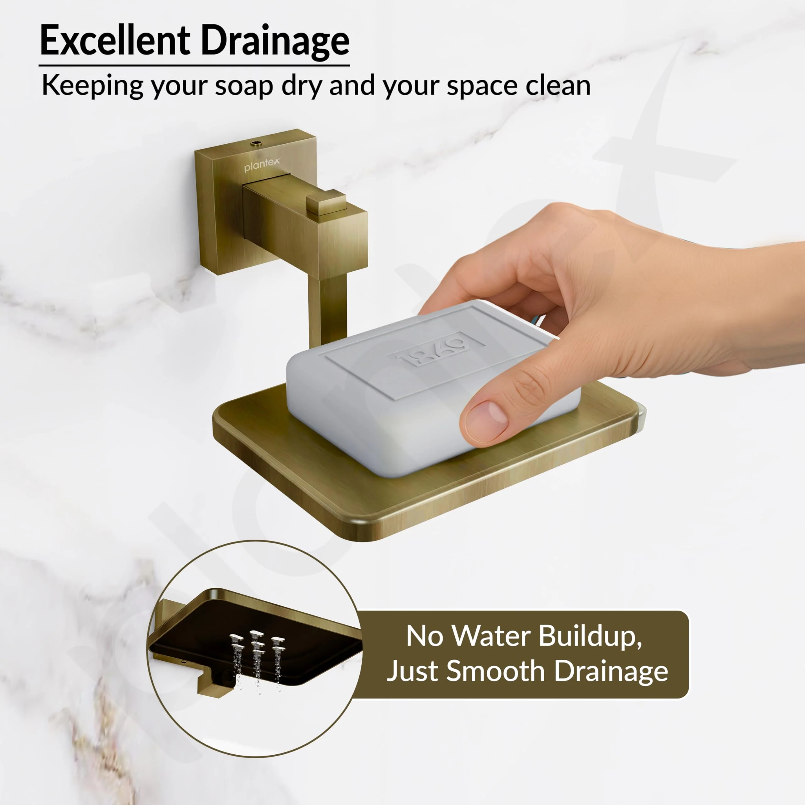 Plantex 304 Grade Stainless Steel Soap Dish/Bathroom Soap Holder/Wall Mounted Soap Holder/Bathroom Accessories - Splash (Antique) - Image 7