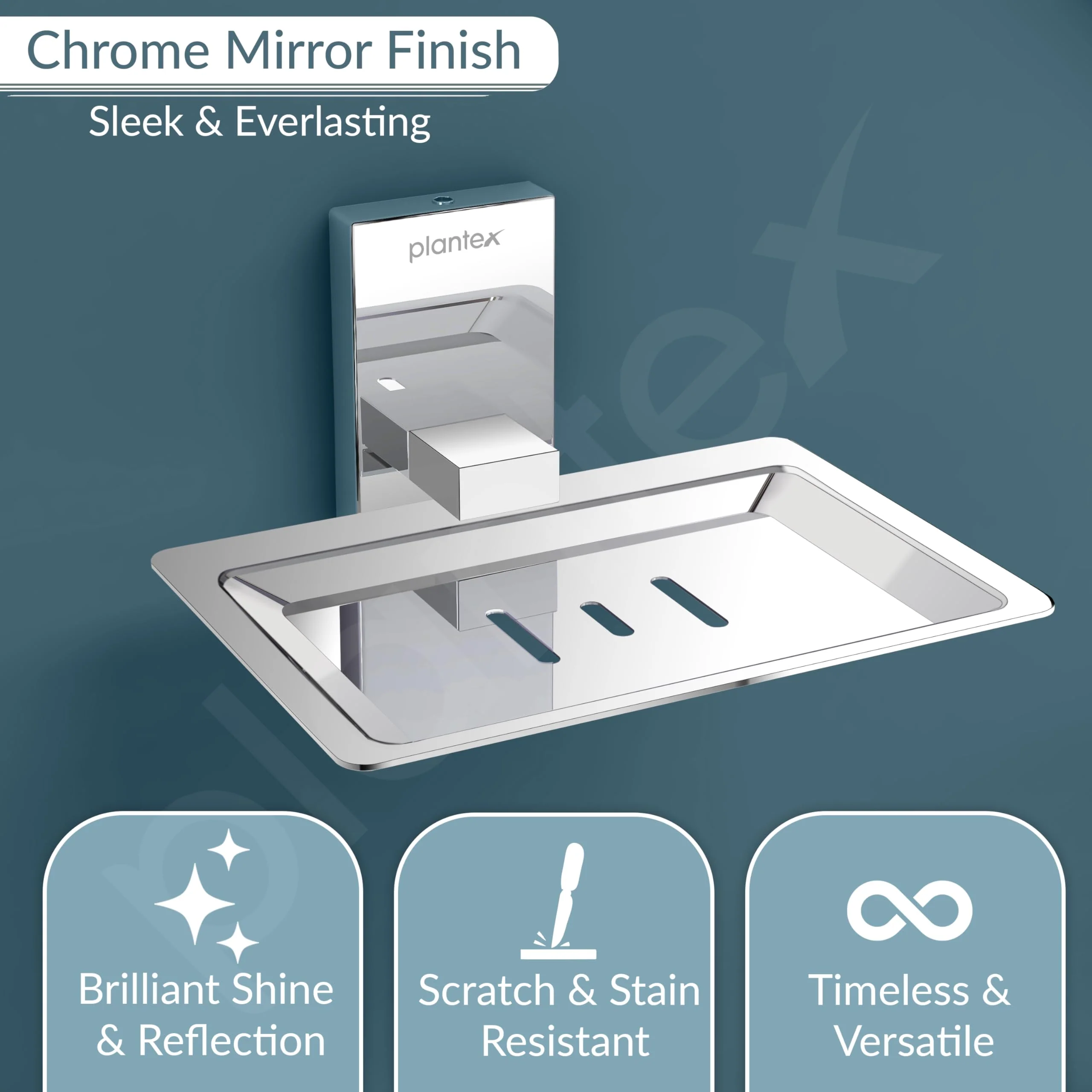 Plantex 304 Grade Stainless Steel Soap Dish Stand for Bathroom & Kitchen/Soap Dish/Bathroom Accessories - Iris (Chrome) - Image 5