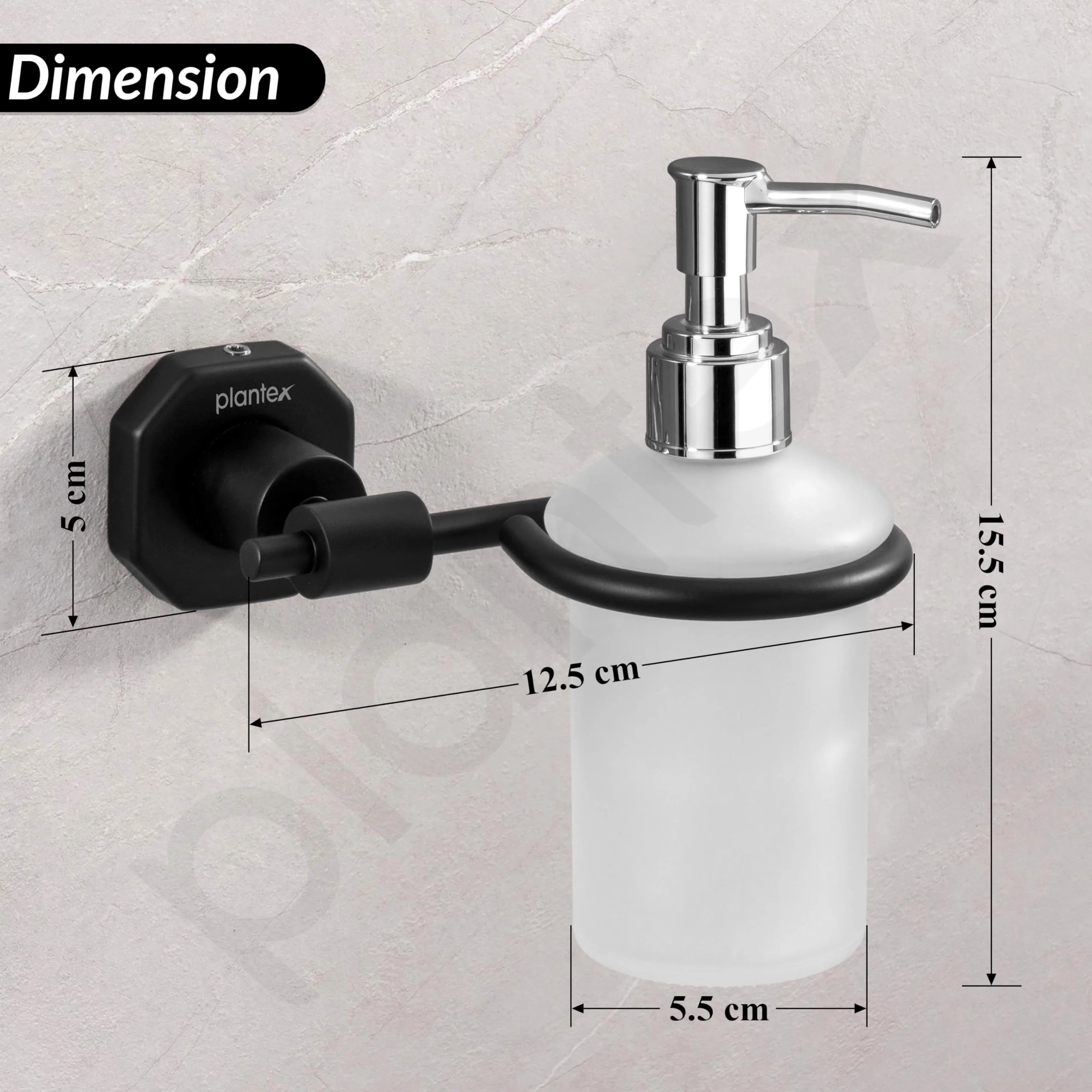 Plantex 304 Grade Stainless Steel Soap Dispenser for Bathroom/Liquid Dispenser for Kitchen/Shampoo Dispenser/Bathroom Accessories - Nipron (Black) - Image 3