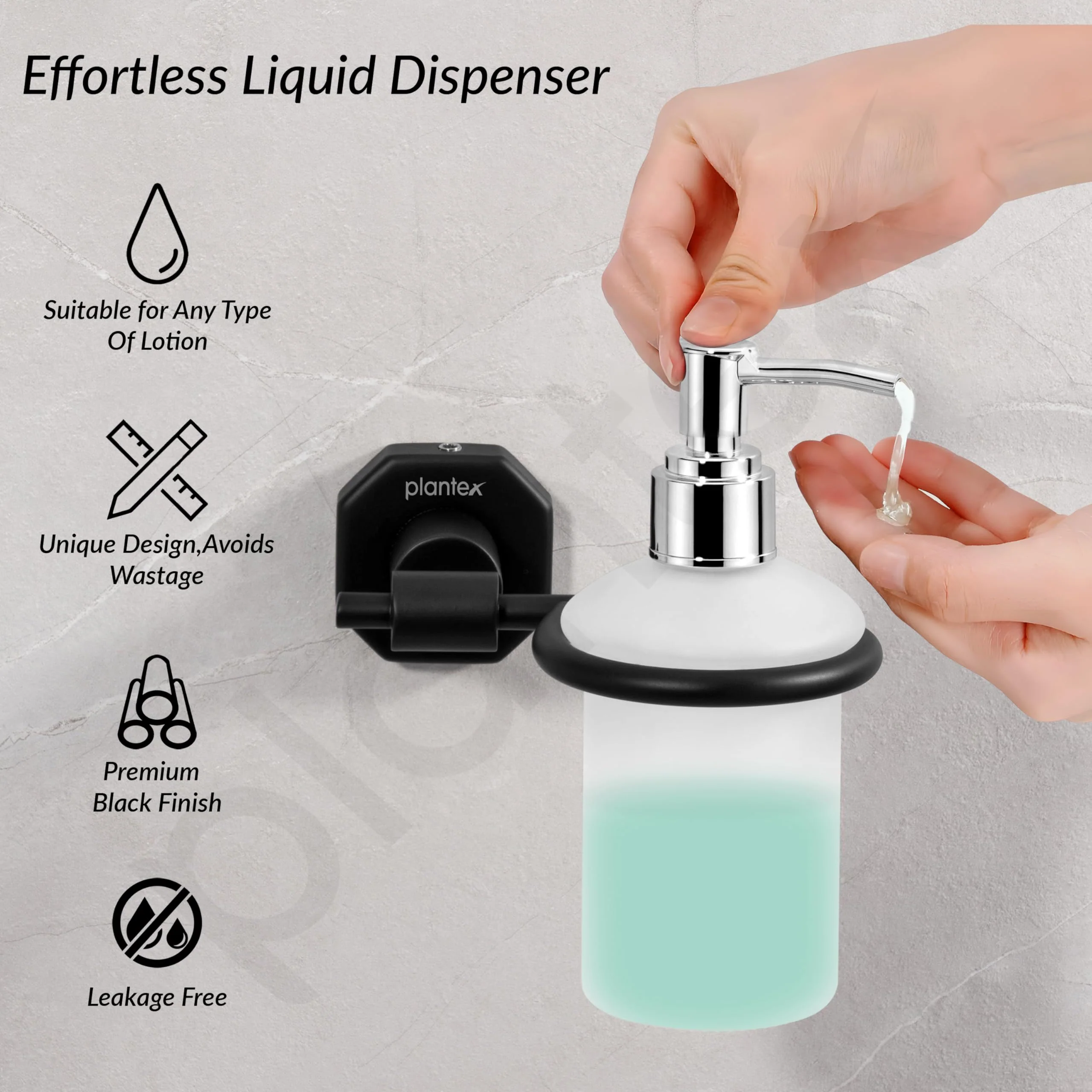 Plantex 304 Grade Stainless Steel Soap Dispenser for Bathroom/Liquid Dispenser for Kitchen/Shampoo Dispenser/Bathroom Accessories - Nipron (Black) - Image 4