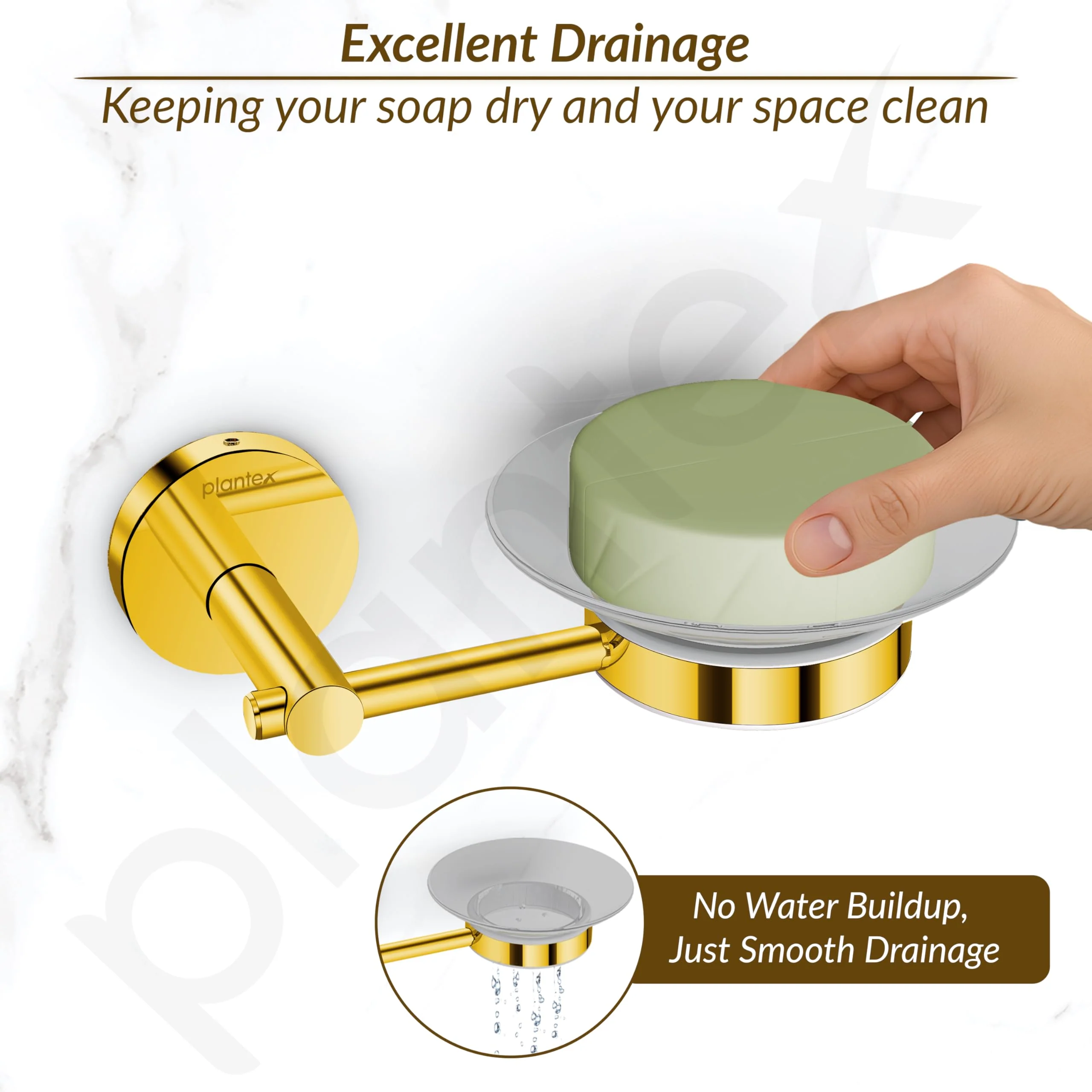 Plantex 304 Grade Stainless Steel Soap Holder for Bathroom/Soap Stand/Soap Dish/Bathroom Accessories - Oreo (Gold) - Image 7