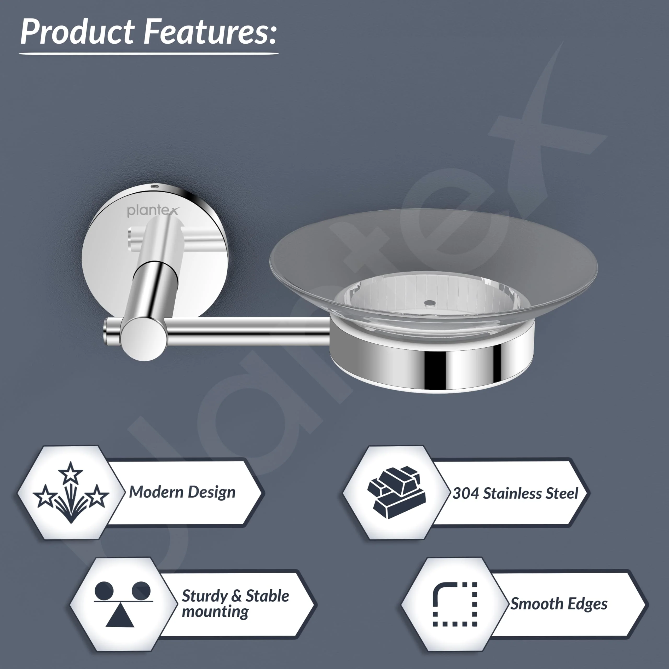Plantex 304 Grade Stainless Steel Soap Holder Stand for Bathroom and Wash Basin/Bathroom Accessories - Oreo (Chrome) - Image 2