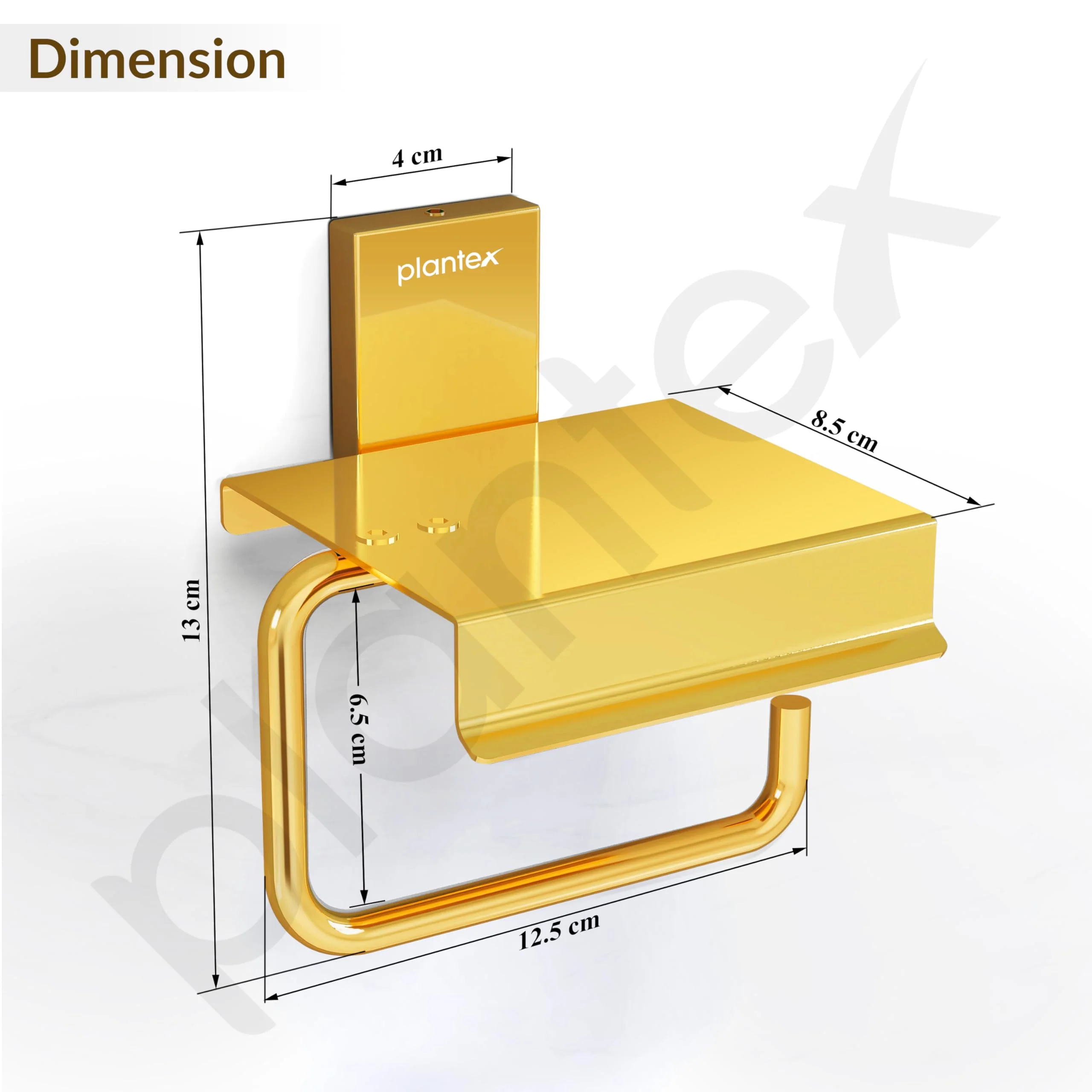 Plantex 304 Grade Stainless Steel Tissue Paper Roll Holder/Toilet Tissue Holder with Mobile Stand/Bathroom Accessories (Crystal, PVD Gold) - Image 3