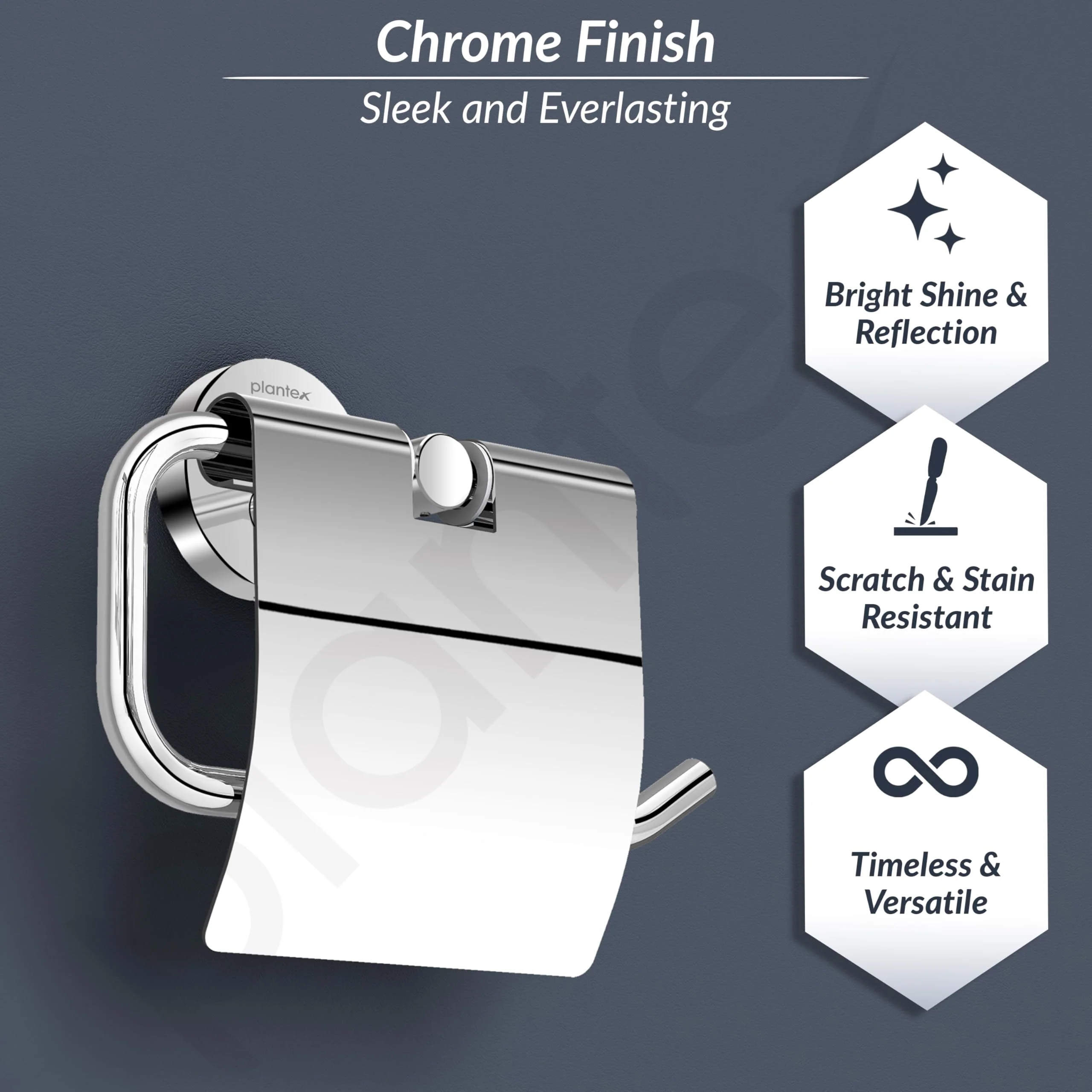 Plantex 304 Grade Stainless Steel Toilet Paper Holder Roll Holder/Tissue Paper Roll Holder/Toilet Paper Holder for Bathroom Accessories - Oreo (Chrome) - Image 5