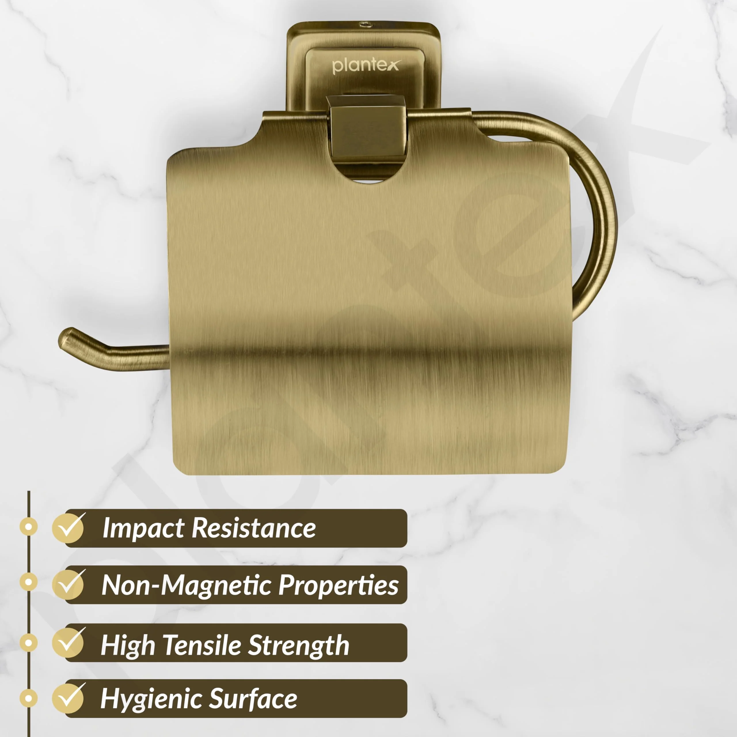 Plantex 304 Grade Stainless Steel Toilet Paper Holder/Stand for Toilet Paper Roll/Tissue Paper Holder - Decan (Brass Antique) - Image 2