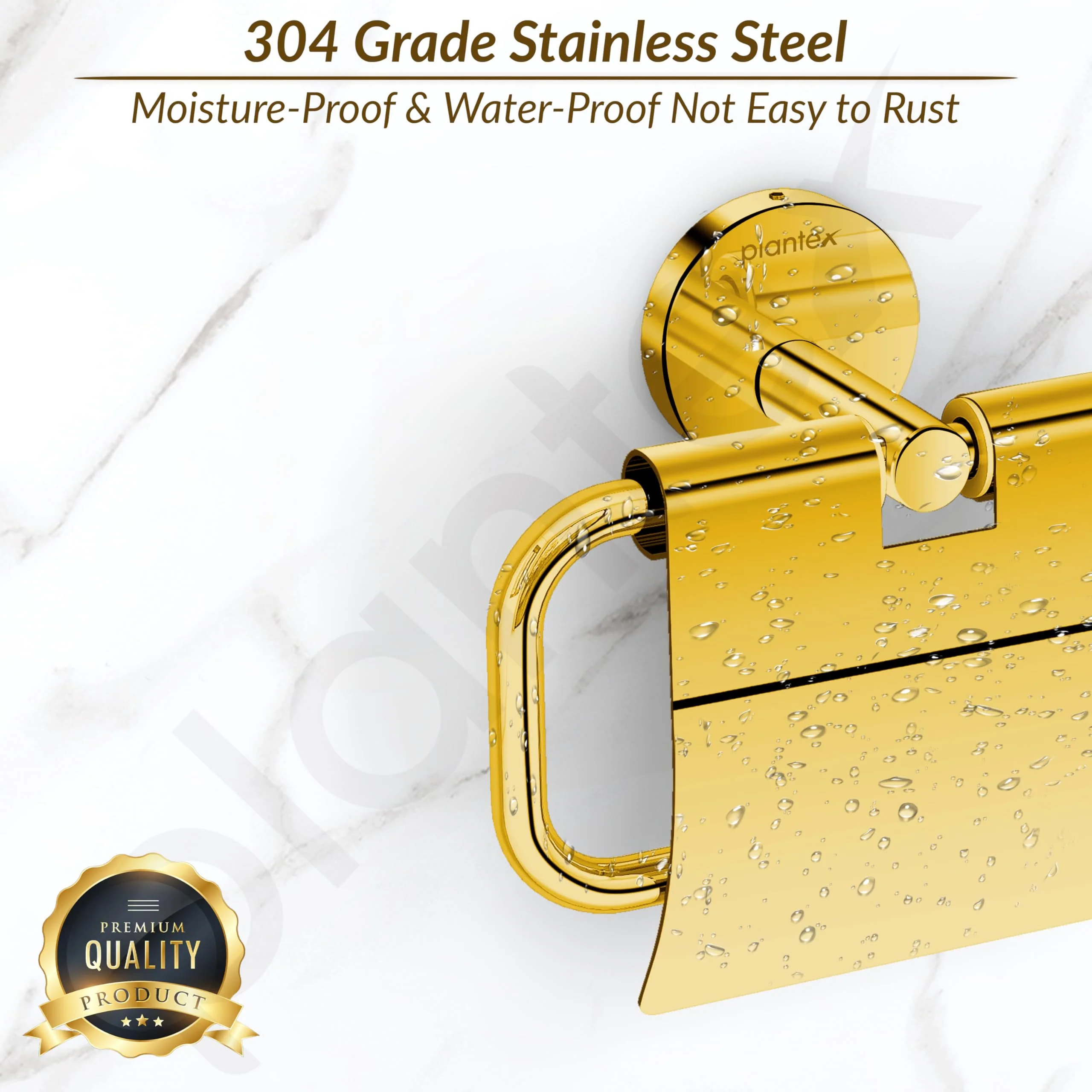 Plantex 304 Grade Stainless Steel Toilet Paper Roll Holder for Bathroom/Toilet Paper Holder/Tissue Paper Roll Holder for Bathroom Accessories - Oreo (Gold) - Image 4
