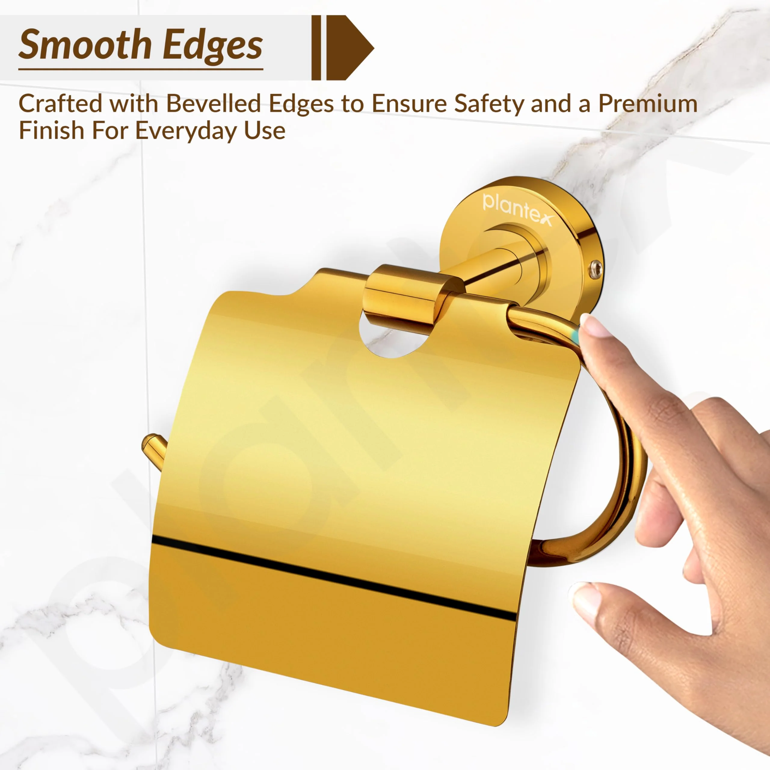 Plantex 304 Grade Stainless Steel Toilet Paper Roll Holder/Tissue Paper Holder/Bathroom Tissue Holder/Bathroom Accessories - Daizy (Golden) - Image 7