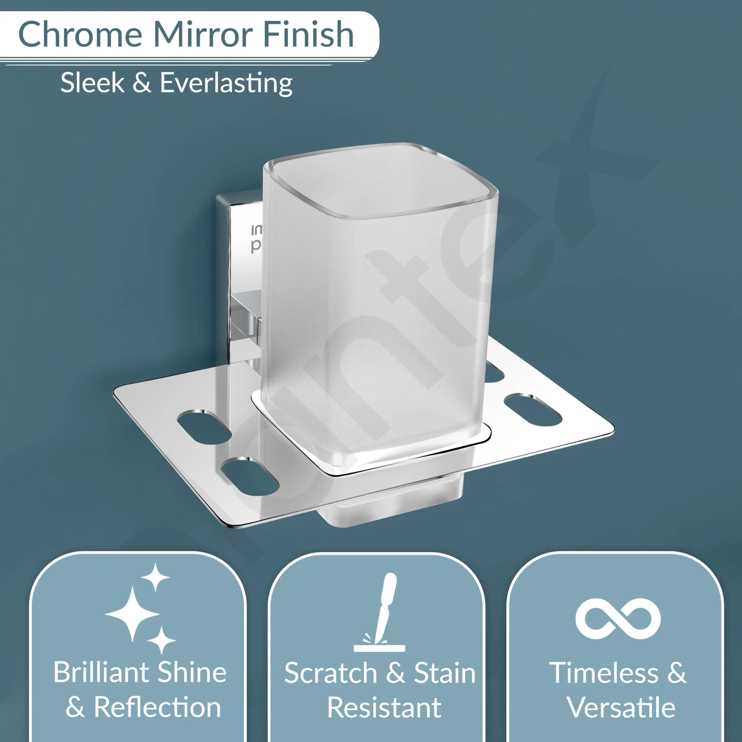 Plantex 304 Grade Stainless Steel Tooth Brush Holder/Tumbler Holder/Bathroom Accessories - Iris (Chrome) - Image 5