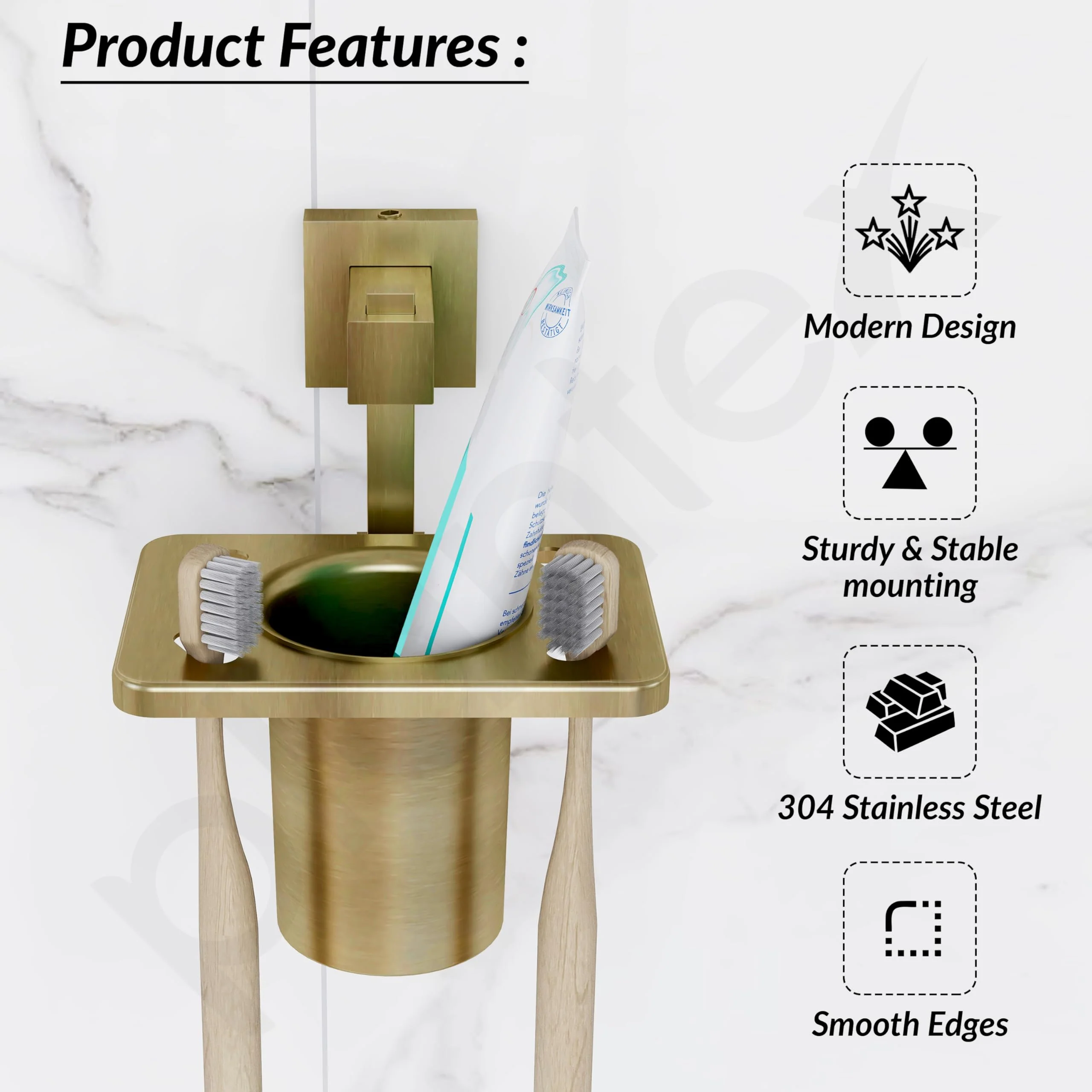 Plantex 304 Grade Stainless Steel Tooth Brush Holder/Tumbler Holder/Bathroom Accessories - Splash (Antique) - Image 2