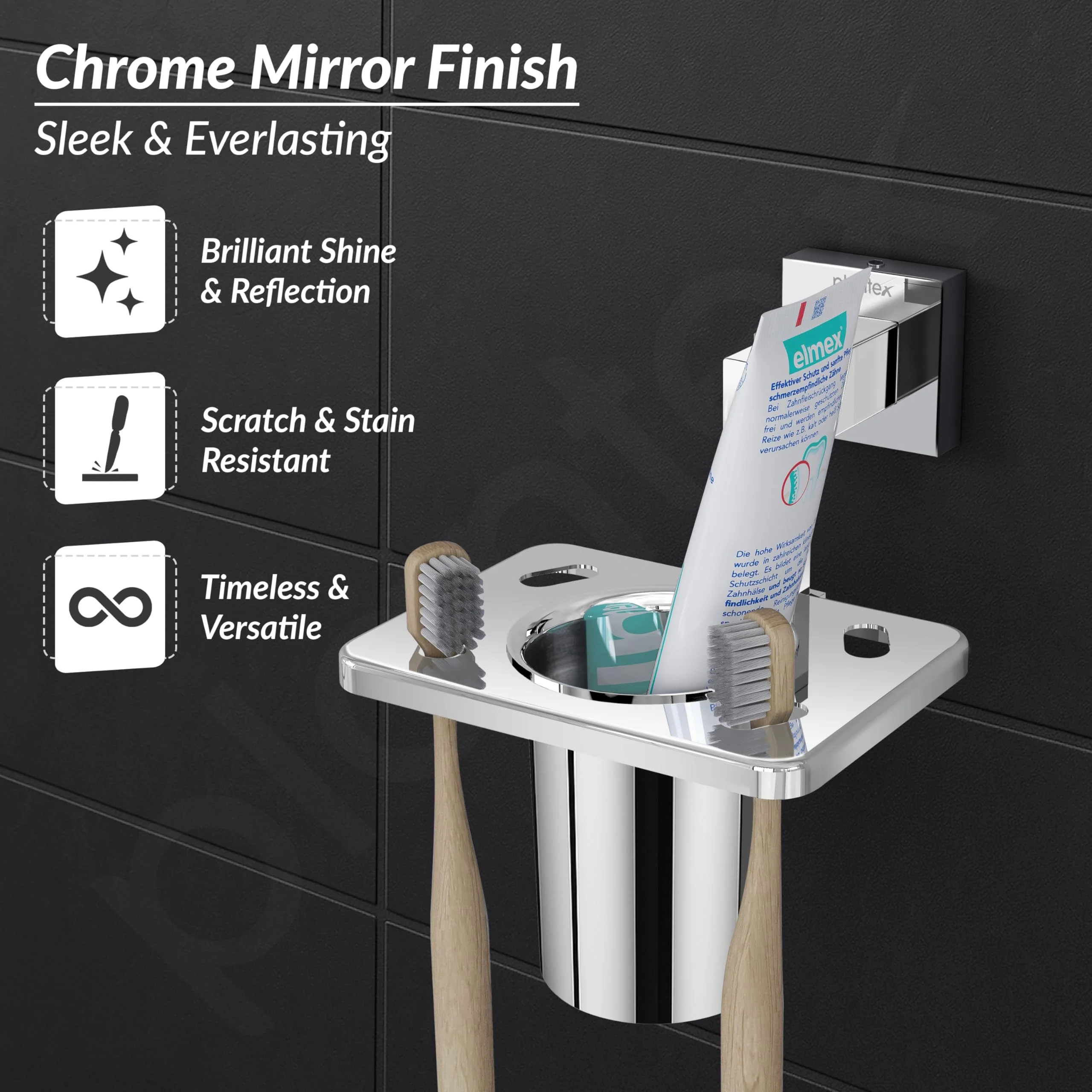 Plantex 304 Grade Stainless Steel Tooth Brush Holder/Tumbler Holder/Bathroom Accessories - Splash (Chrome) - Image 5