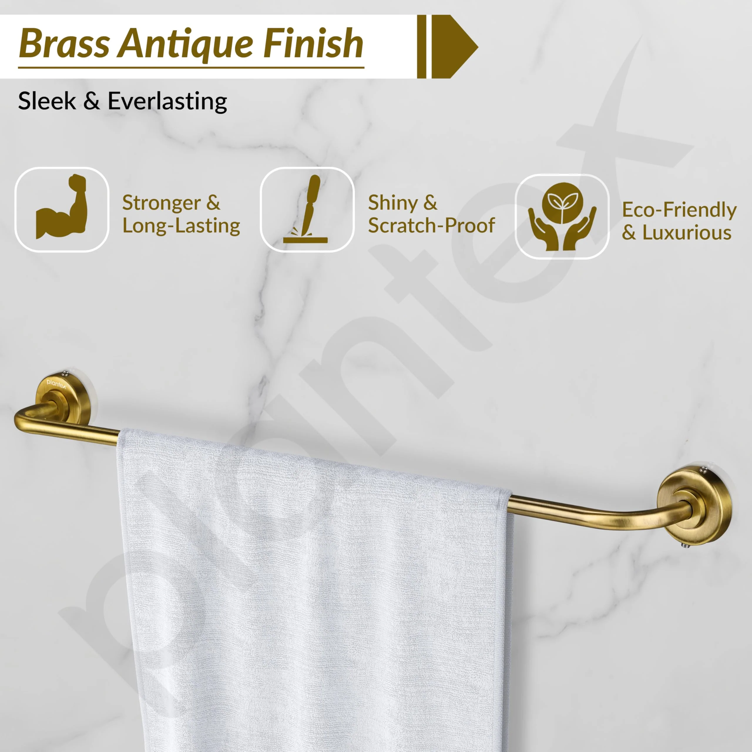 Plantex 304 Grade Stainless Steel Towel Hanger for Bathroom/Single Towel Rod/Bar/Bathroom Accessories - Daizy (Antique) - Image 3