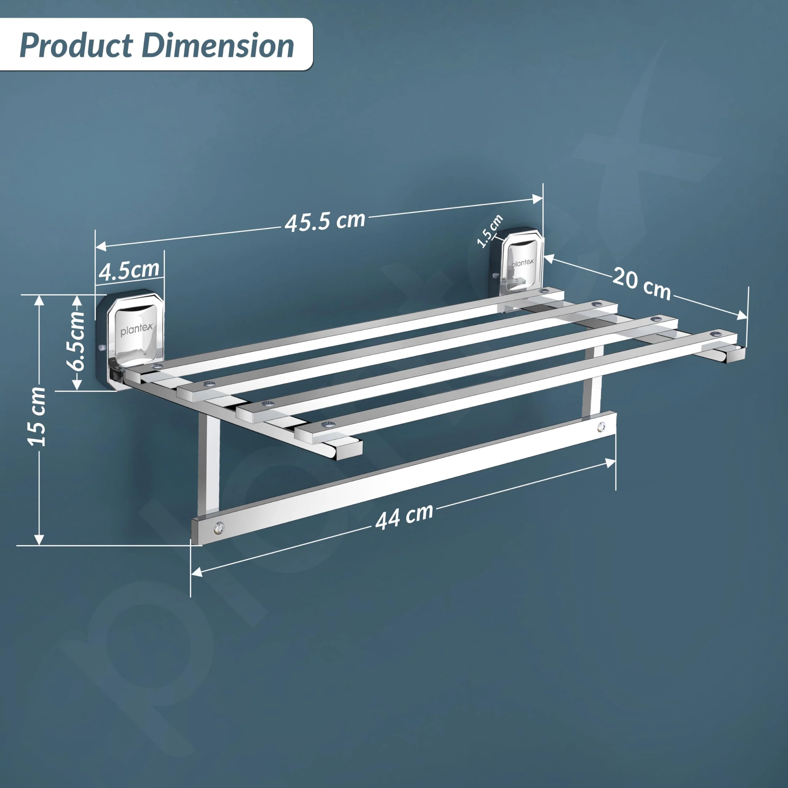 Plantex 304 Grade Stainless Steel Towel Rack for Bathroom/Towel Holder/Towel Stand/Towel Bar for Bathroom Accessories - Cute (18 Inch-Chrome) - Image 5