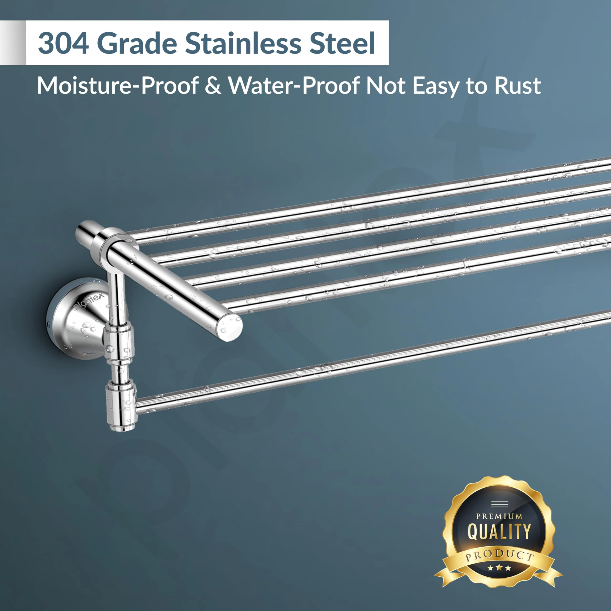 Plantex 304 Grade Stainless Steel Towel Rack for Bathroom/Towel Stand/Hanger/Bathroom Accessories - Niko (24 Inch-Chrome) - Image 4