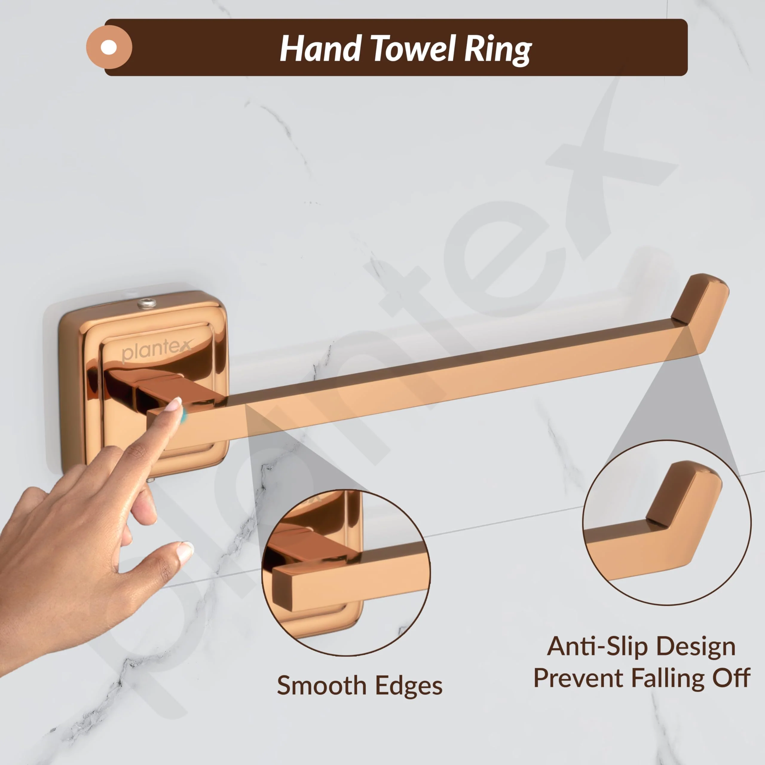 Plantex 304 Grade Stainless Steel Towel Ring for Wash Basin/Napkin Hanger for Bathroom/Towel Hanger/Towel Holder/Bathroom Accessories - Decan (Rose Gold) - Image 7