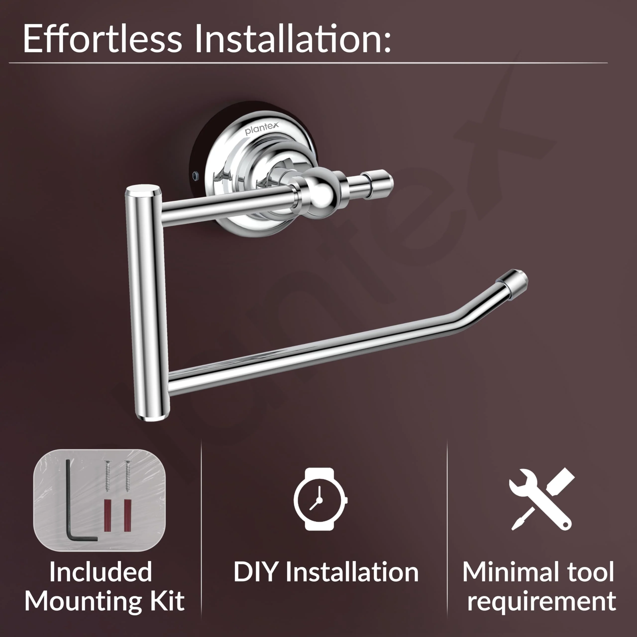 Plantex 304 Grade Stainless Steel Towel Ring/Napkin Hanger for Kitchen/Towel Holder for Wash Basin/Bathroom Accessories, Skyllo (Chrome Finish) - Image 5