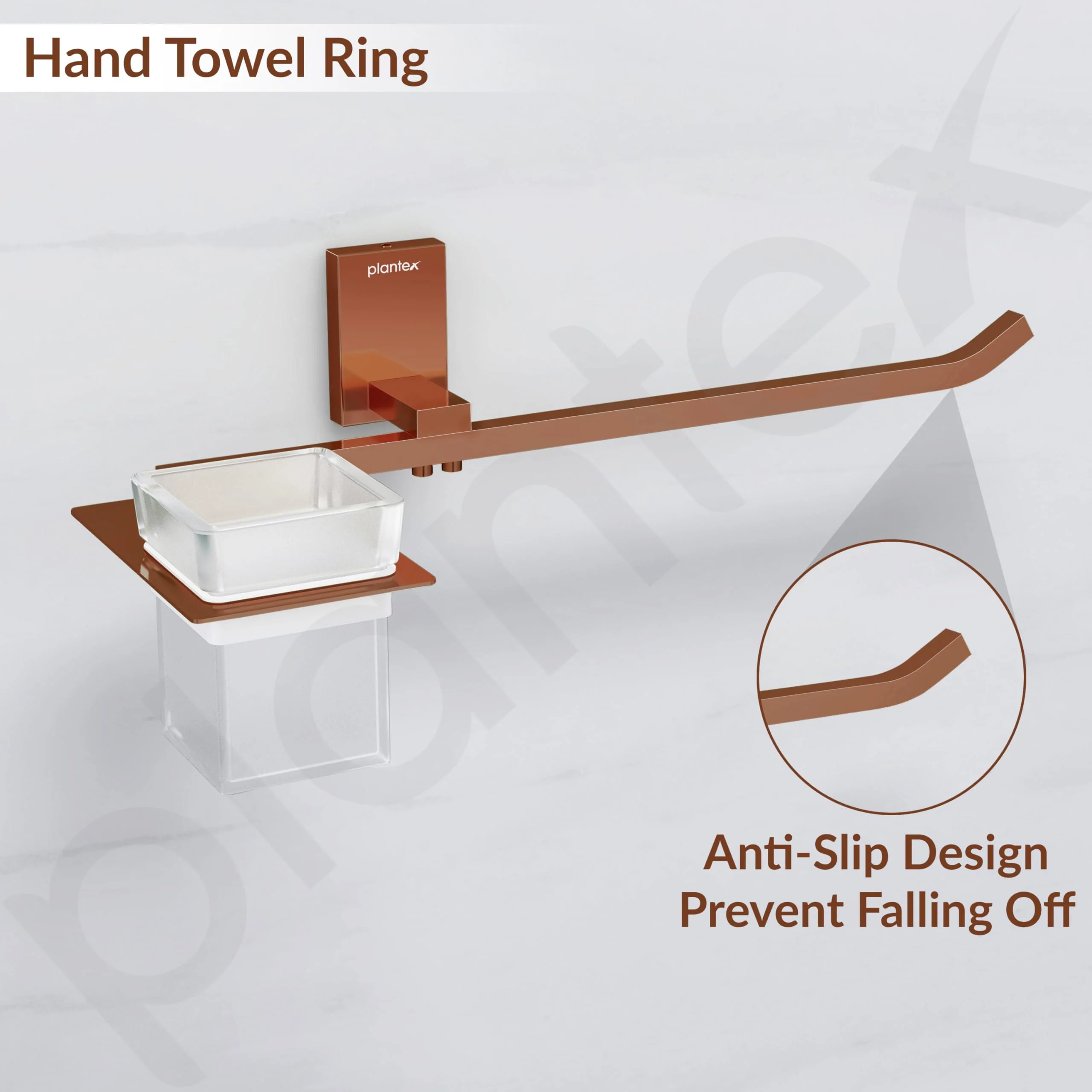 Plantex 304 Grade Stainless Steel Towel Ring with Tumbler Holder/Wash Basin Towel Hanger/Toothbrush HolderBathroom Accessories (Crystal - PVD Rose Gold) - Image 7