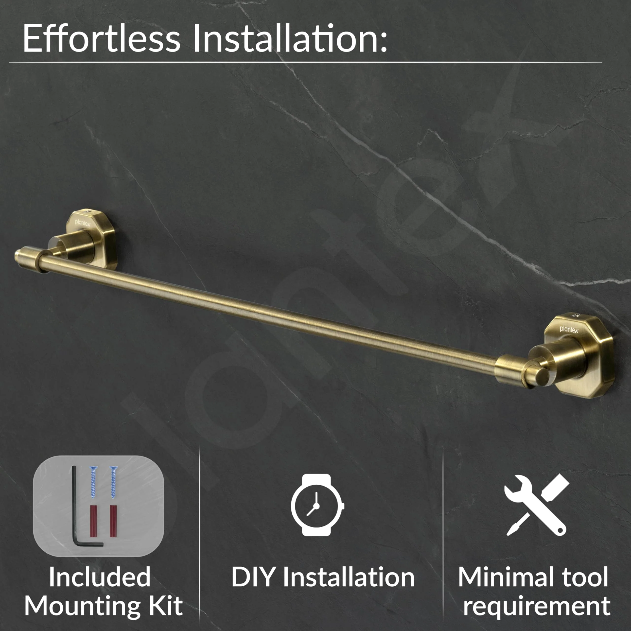 Plantex 304 Grade Stainless Steel Towel Rod/Towel Rack for Bathroom/Towel Bar/Hanger/Stand/Bathroom Accessories - Nipron (24 Inch - Brass Antique) - Image 6