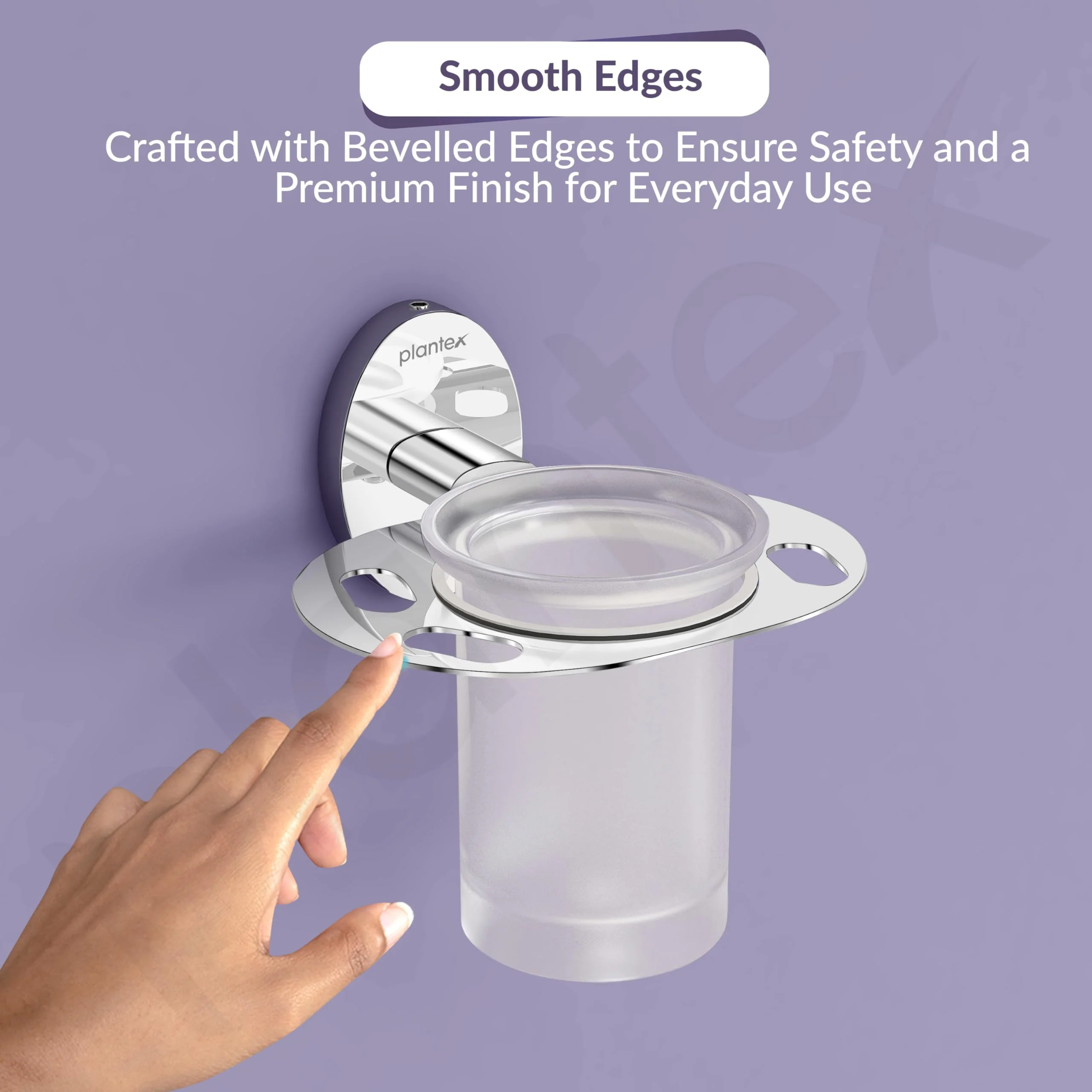Plantex 304 Grade Stainless Steel Tumbler Holder Stand with Space for Toothbrush Holder/Bathroom Accessories - Olive (Chrome) - Image 6
