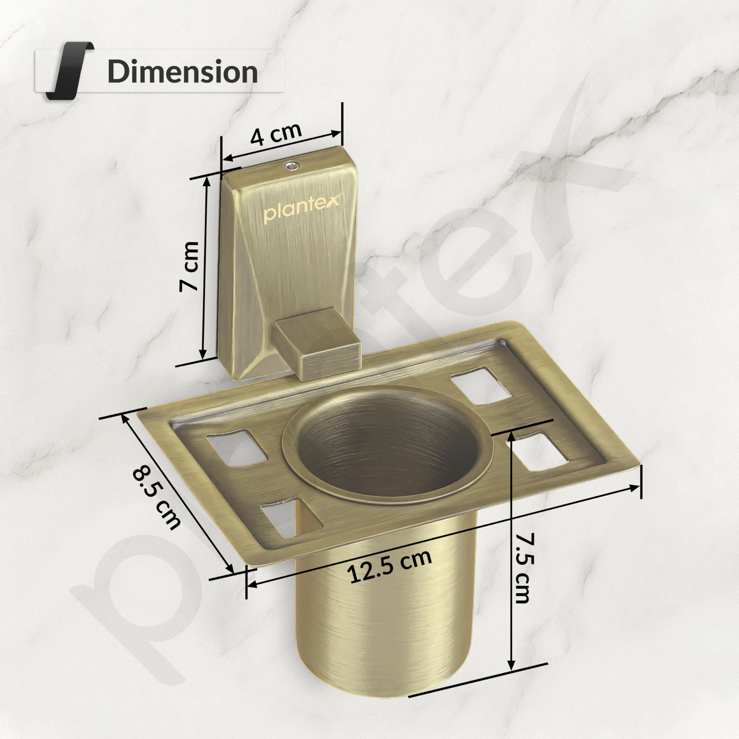 Plantex 304 Grade Stainless Steel Tumbler Holder/Tooth Brush Holder for Bathroom - Crystal (Brass Antique) - Image 4