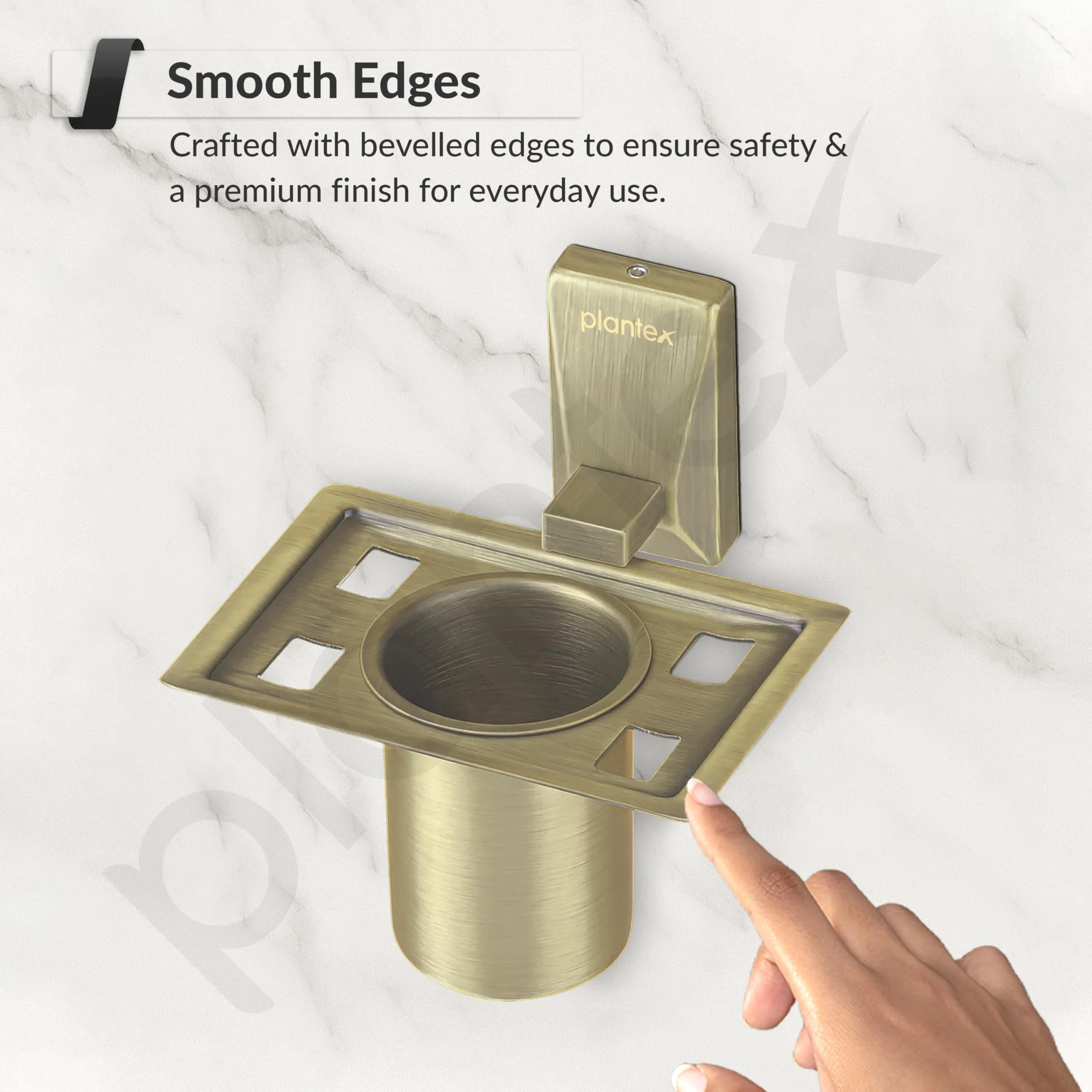Plantex 304 Grade Stainless Steel Tumbler Holder/Tooth Brush Holder for Bathroom - Crystal (Brass Antique) - Image 7