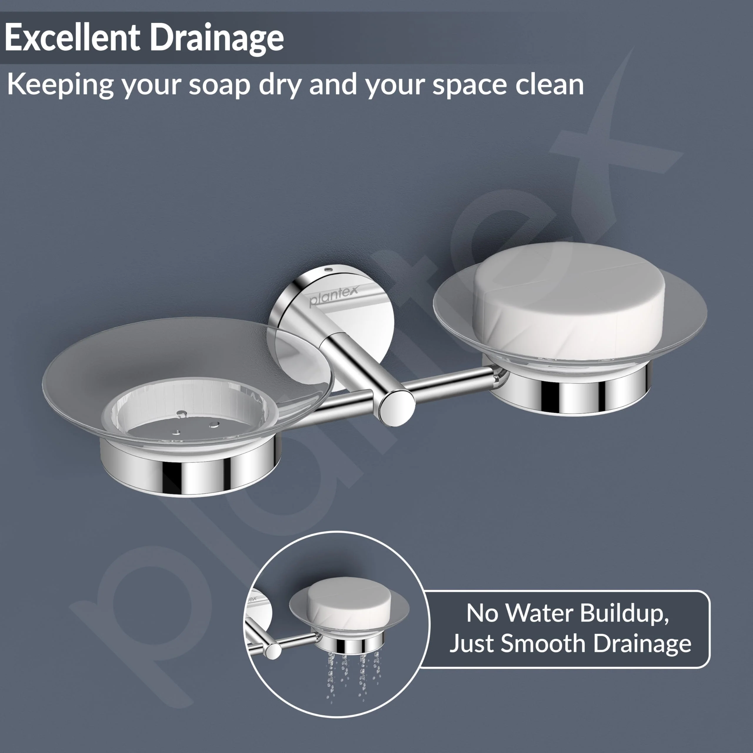 Plantex 304 Grade Stainless Steel Twin/Double Soap Holder Stand for Bathroom and Wash Basin/Bathroom Accessories - Oreo (Chrome) - Image 7